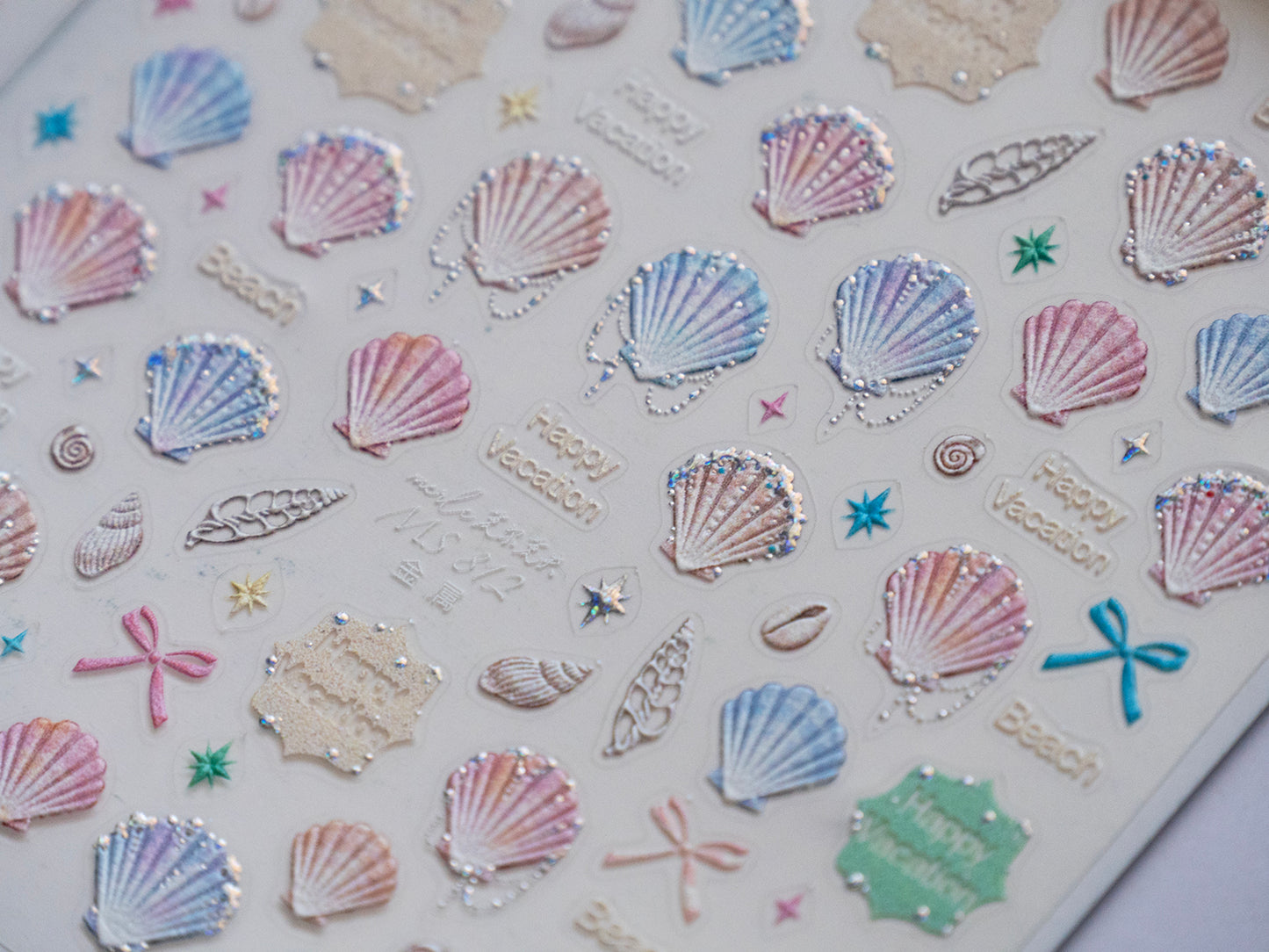 Mermaid Tail Nail Stickers, Ocean Fantasy Nail Decals, 3D Mermaid Nail Art, Seashell & Starfish Stickers, Iridescent Summer Nails