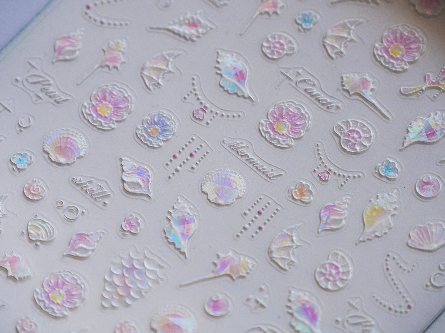 Mermaid Tail Nail Stickers, Ocean Fantasy Nail Decals, 3D Mermaid Nail Art, Seashell & Starfish Stickers, Iridescent Summer Nails