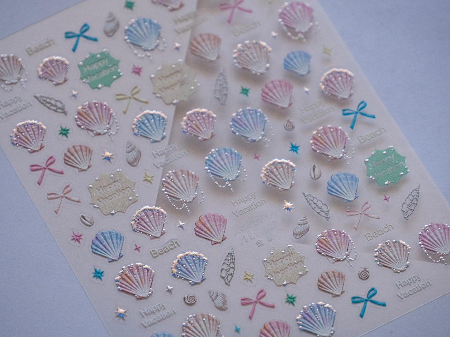 Mermaid Tail Nail Stickers, Ocean Fantasy Nail Decals, 3D Mermaid Nail Art, Seashell & Starfish Stickers, Iridescent Summer Nails