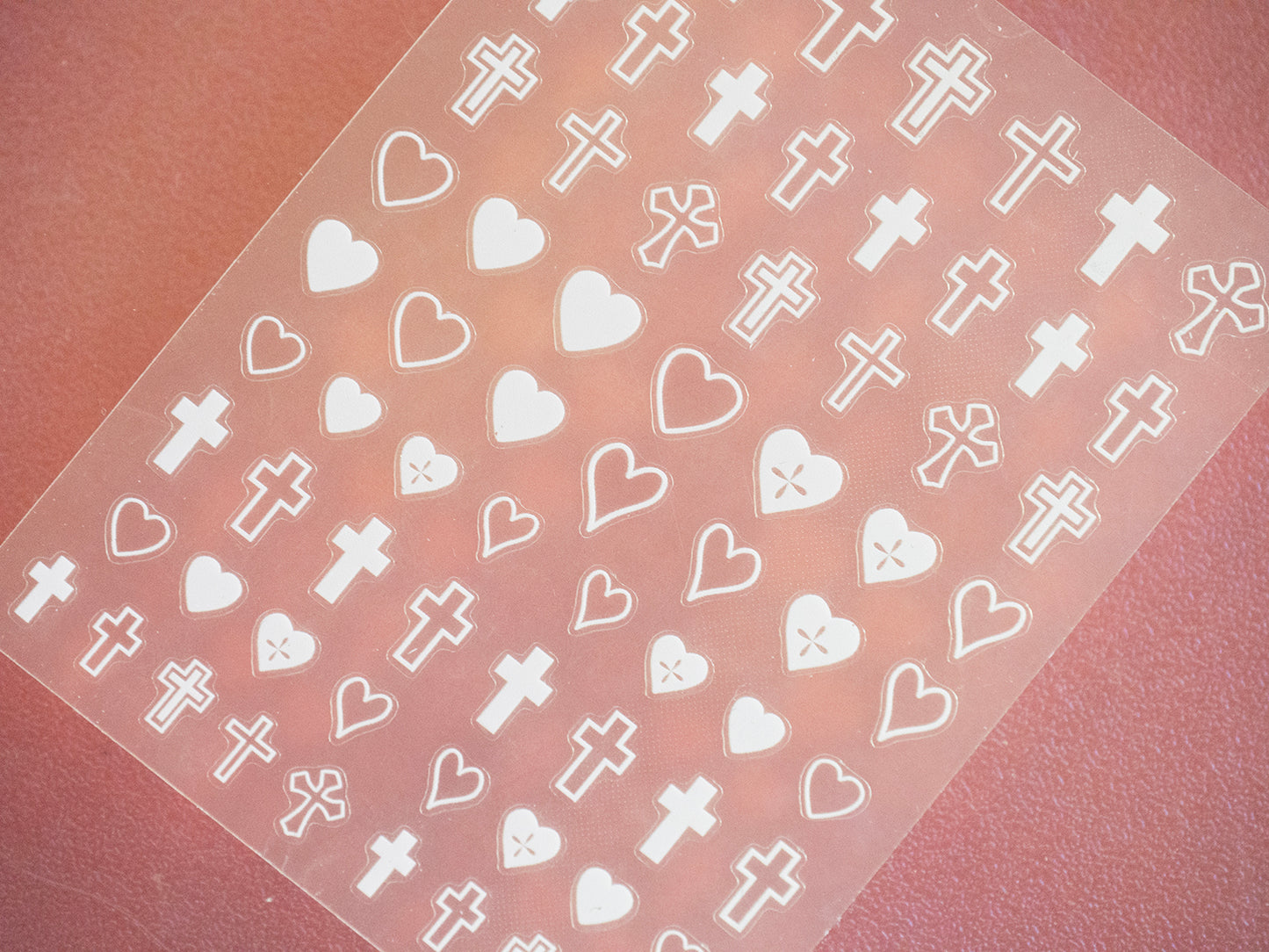 Black & White Heart Cross Nail Stickers, Solid Outline Ultra Thin Peel Off Nail Art Stickers, Gothic Y2K
