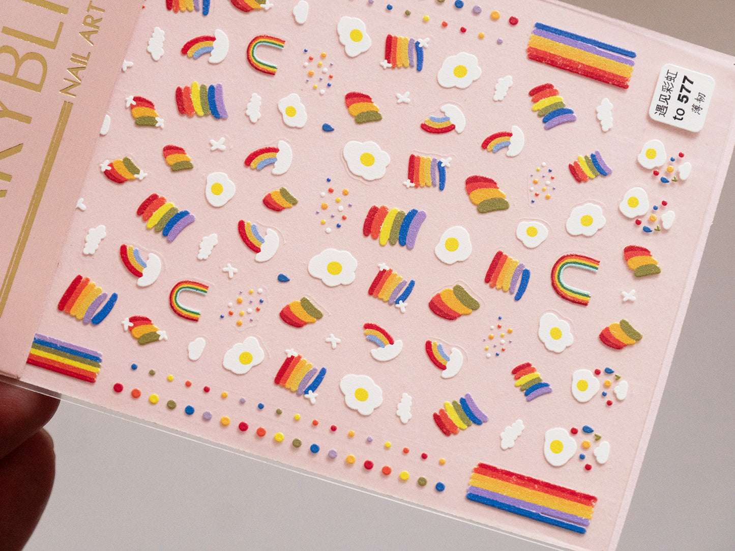Fried Egg Rainbow Nail Stickers – Kawaii Breakfast Nail Art Decals