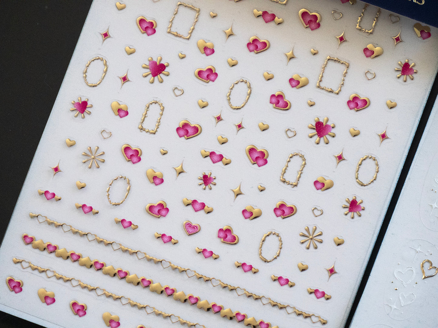 Gold Heart Nail Stickers, 5D Embossed Self-Adhesive Nail Decals, Luxury Romantic Heart Nail Art,