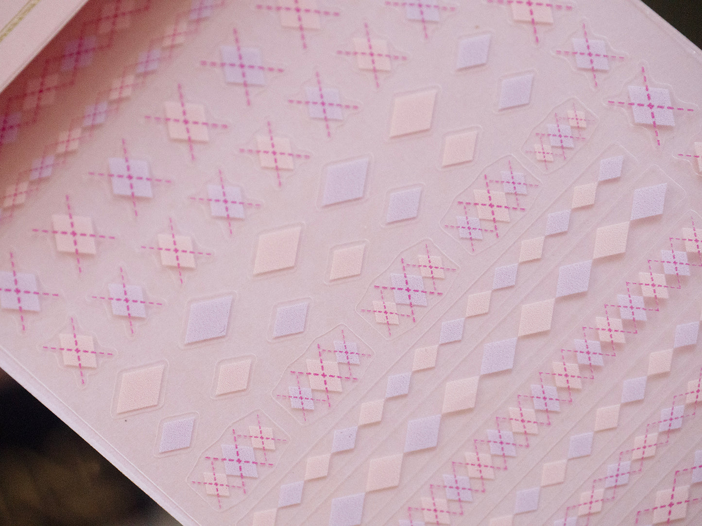 Pink Argyle Nail Stickers, Preppy Plaid Nail Decals, Korean Nail Art Stickers, Y2K Kawaii Nail Wraps, Harajuku DIY Manicure