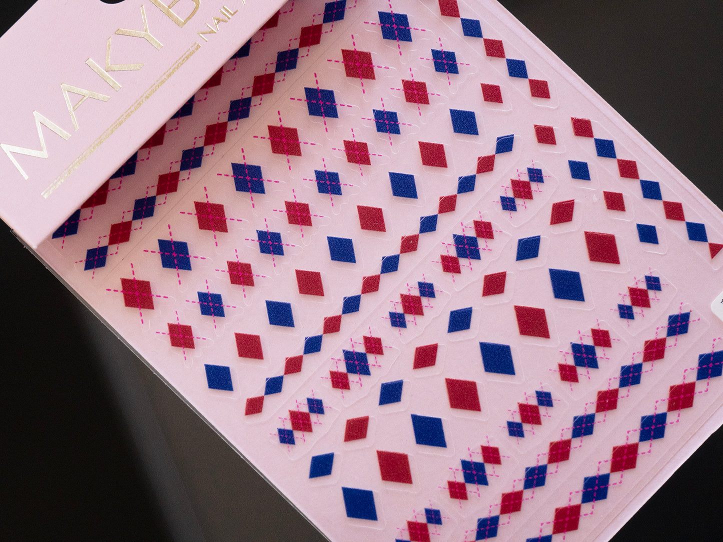 Pink Argyle Nail Stickers, Preppy Plaid Nail Decals, Korean Nail Art Stickers, Y2K Kawaii Nail Wraps, Harajuku DIY Manicure