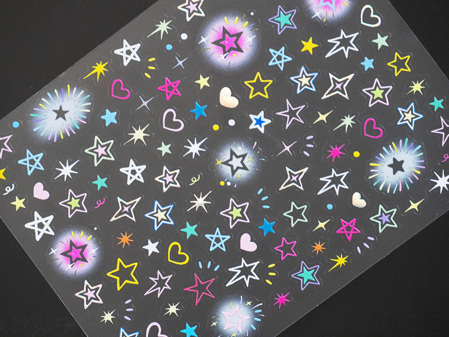 Pastel Hollow Star Nail Decals, Celestial Firework Festival Halo Stickers