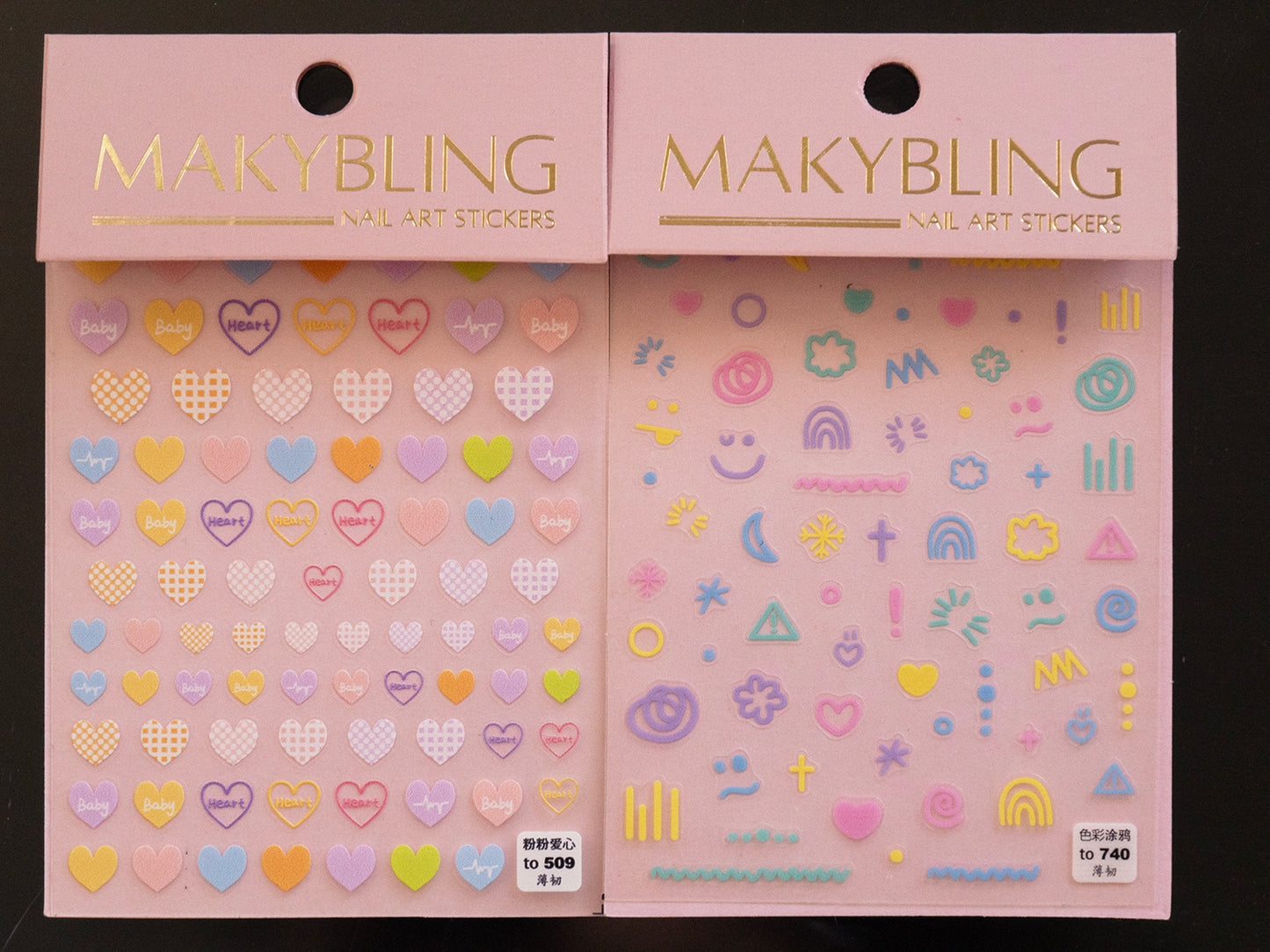 Pastel Kawaii Nail Art Stickers, Cute Heart Nail Decals, Colorful Doodle Nail Stickers