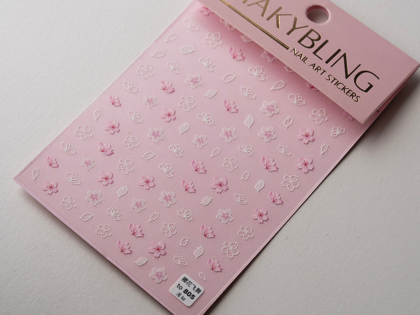 Pink Cherry Blossom Nail Stickers, Sakura Nail Decals, Japanese Floral Nail Art