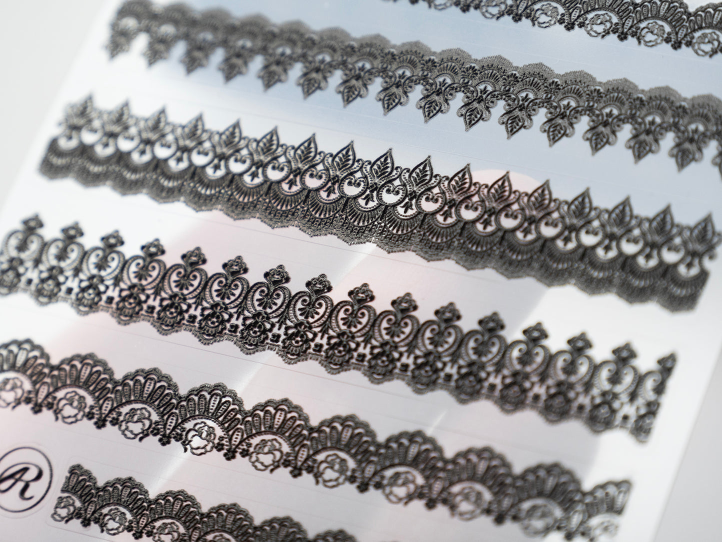 5D Embossed Black Lace Nail Stickers, Gothic Vintage Victorian Floral Lace Nail Decals