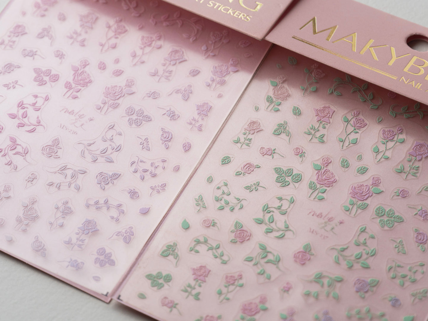 Ombre 3D Embroidered Rose Nail Stickers Vintage Botanical Flower Embossed Lace Floral Vine Nail Decals