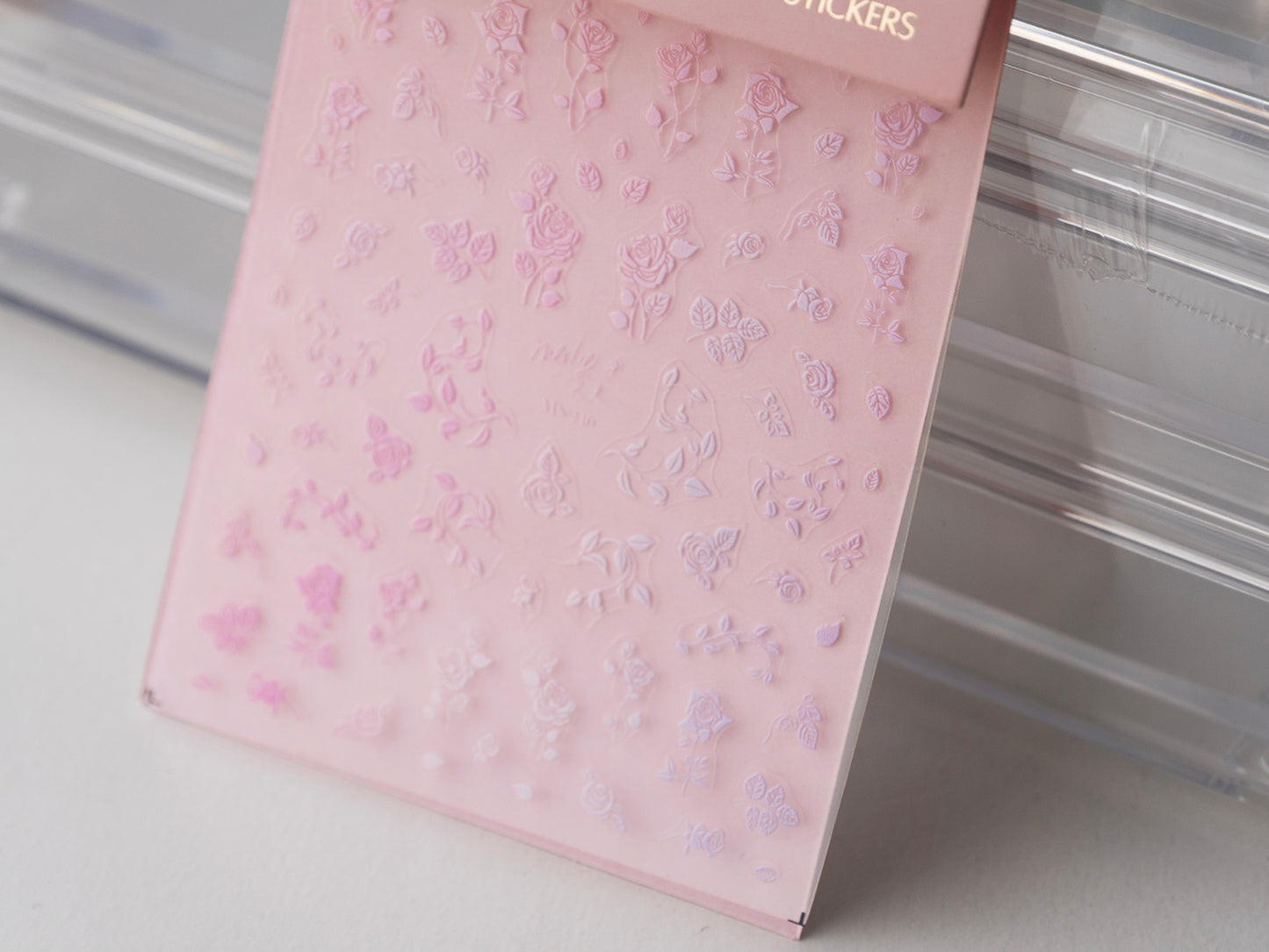 Ombre 3D Embroidered Rose Nail Stickers Vintage Botanical Flower Embossed Lace Floral Vine Nail Decals