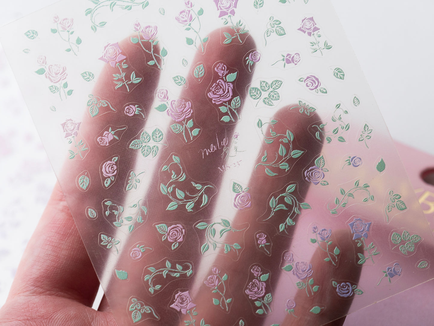 Ombre 3D Embroidered Rose Nail Stickers Vintage Botanical Flower Embossed Lace Floral Vine Nail Decals