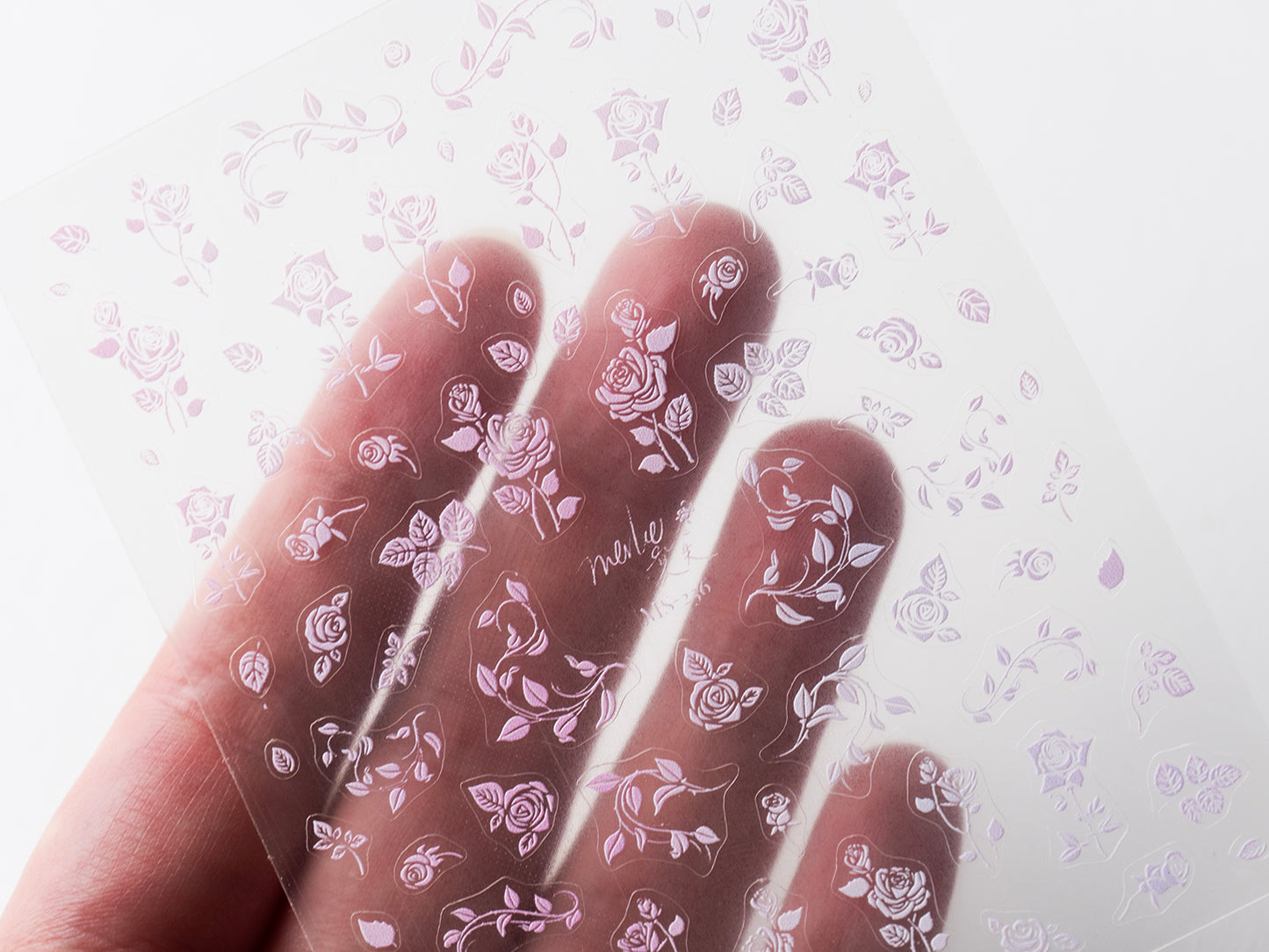 Ombre 3D Embroidered Rose Nail Stickers Vintage Botanical Flower Embossed Lace Floral Vine Nail Decals