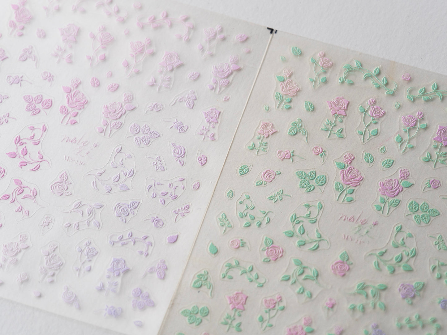 Ombre 3D Embroidered Rose Nail Stickers Vintage Botanical Flower Embossed Lace Floral Vine Nail Decals