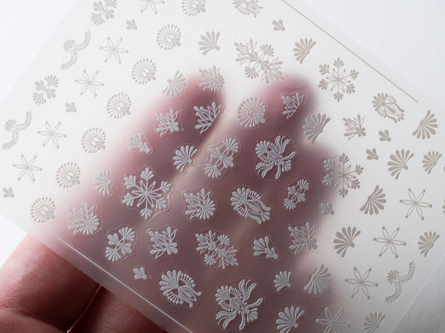 White Lace Nail Art Stickers Textile Lace Texture Mandala Nail Stickers, Boho Ornamental Decal