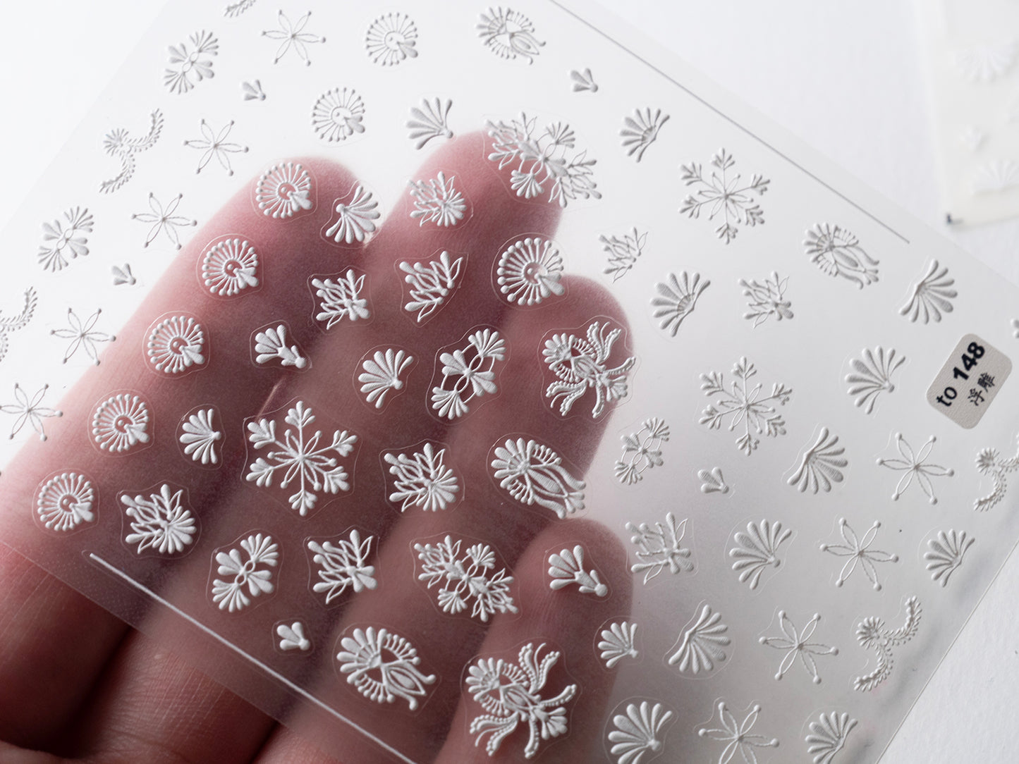 White Lace Nail Art Stickers Textile Lace Texture Mandala Nail Stickers, Boho Ornamental Decal