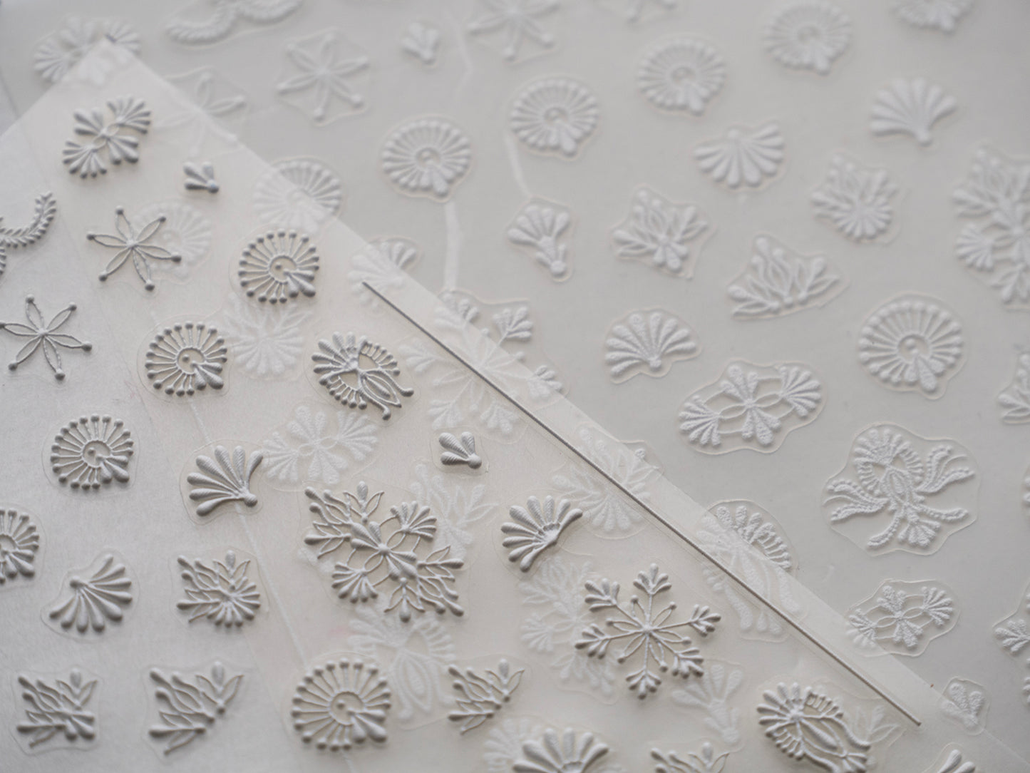 White Lace Nail Art Stickers Textile Lace Texture Mandala Nail Stickers, Boho Ornamental Decal