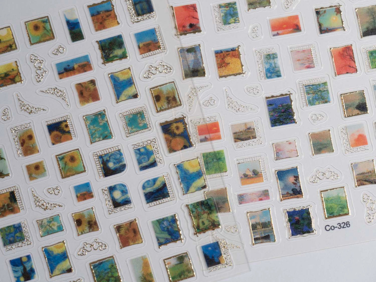 Van Gogh Nail Art Stickers: Starry Night, Sunflowers, Gold Frame