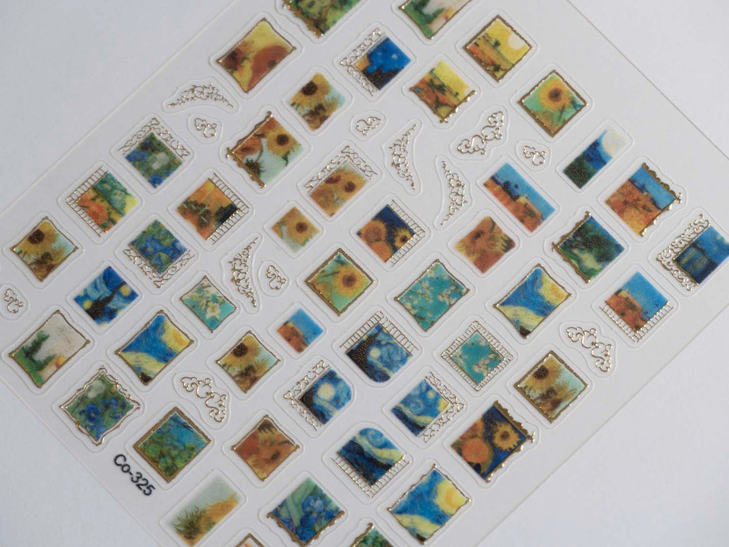 Van Gogh Nail Art Stickers: Starry Night, Sunflowers, Gold Frame