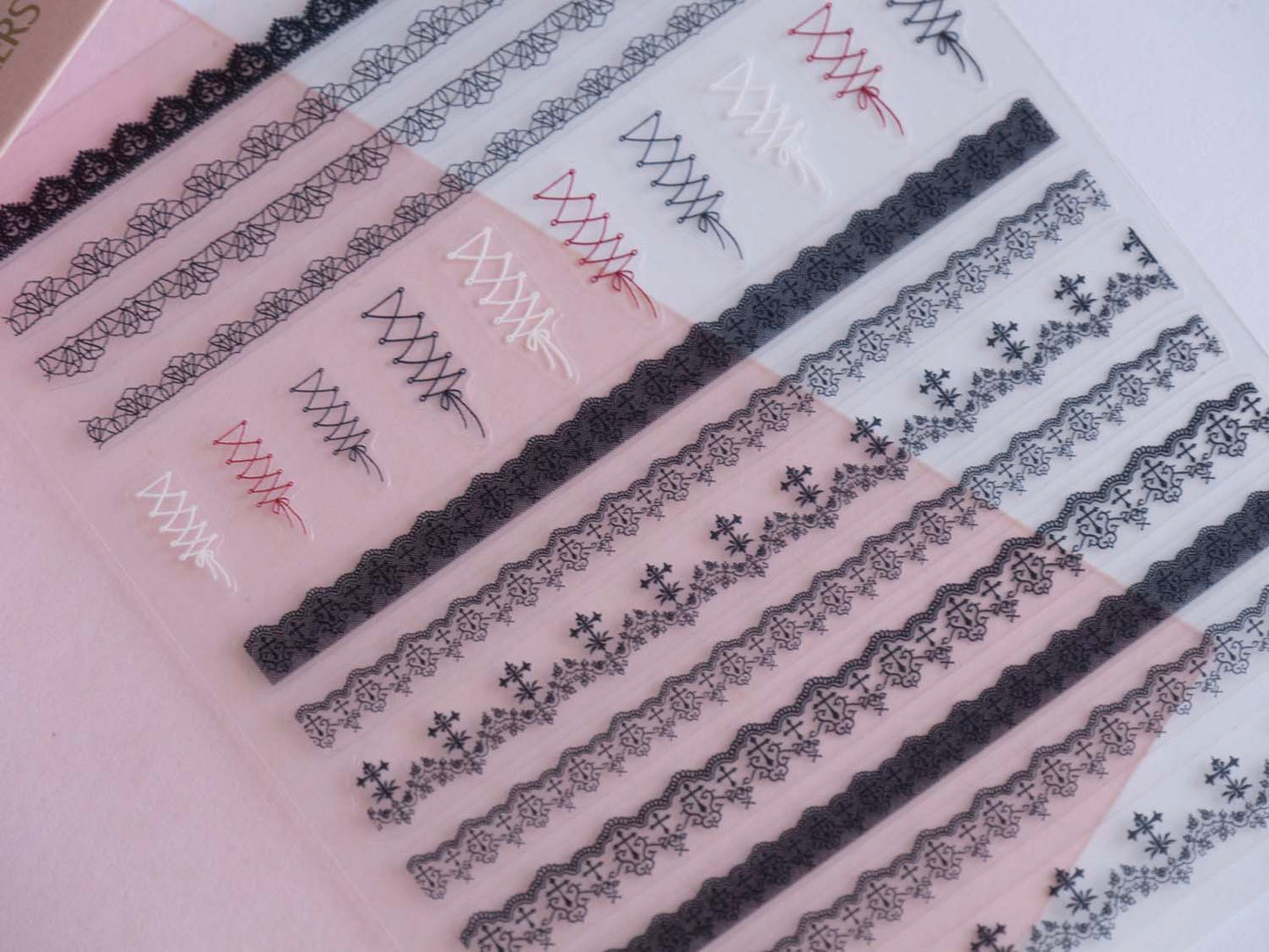 Black Lace Nail Stickers, Gothic Nail Art Decals, Lace Nail Wraps, Vintage Floral Manicure