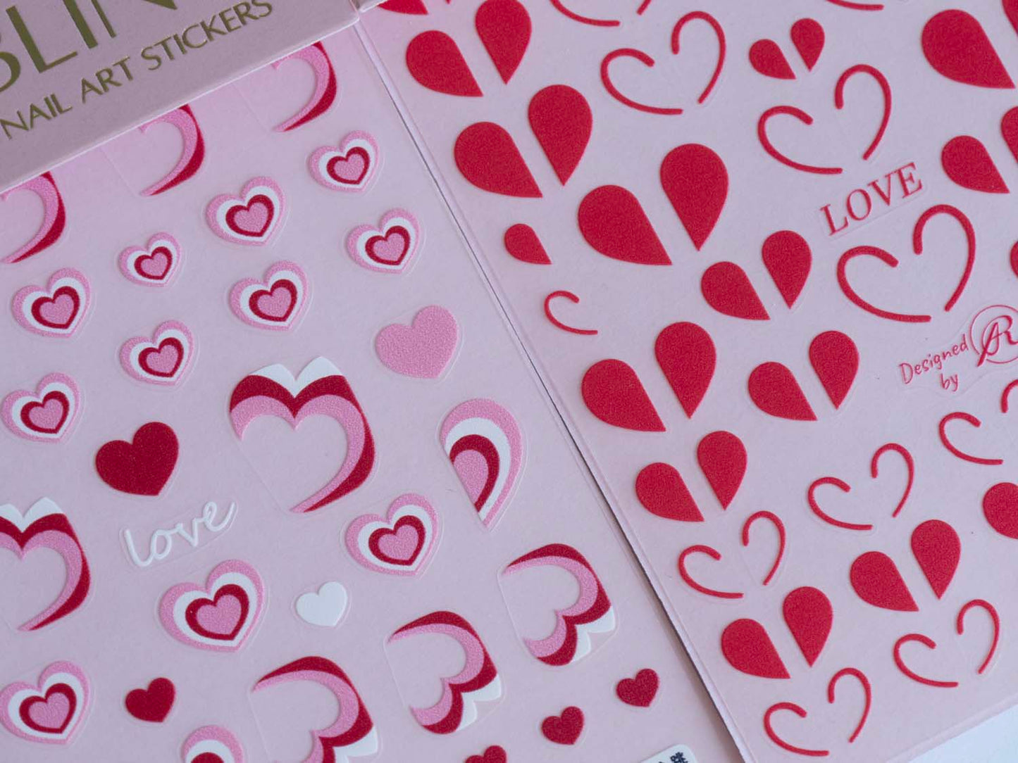Half Heart Nail Stickers, Hollow Outline Hearts Valentine Romantic Nail Decals