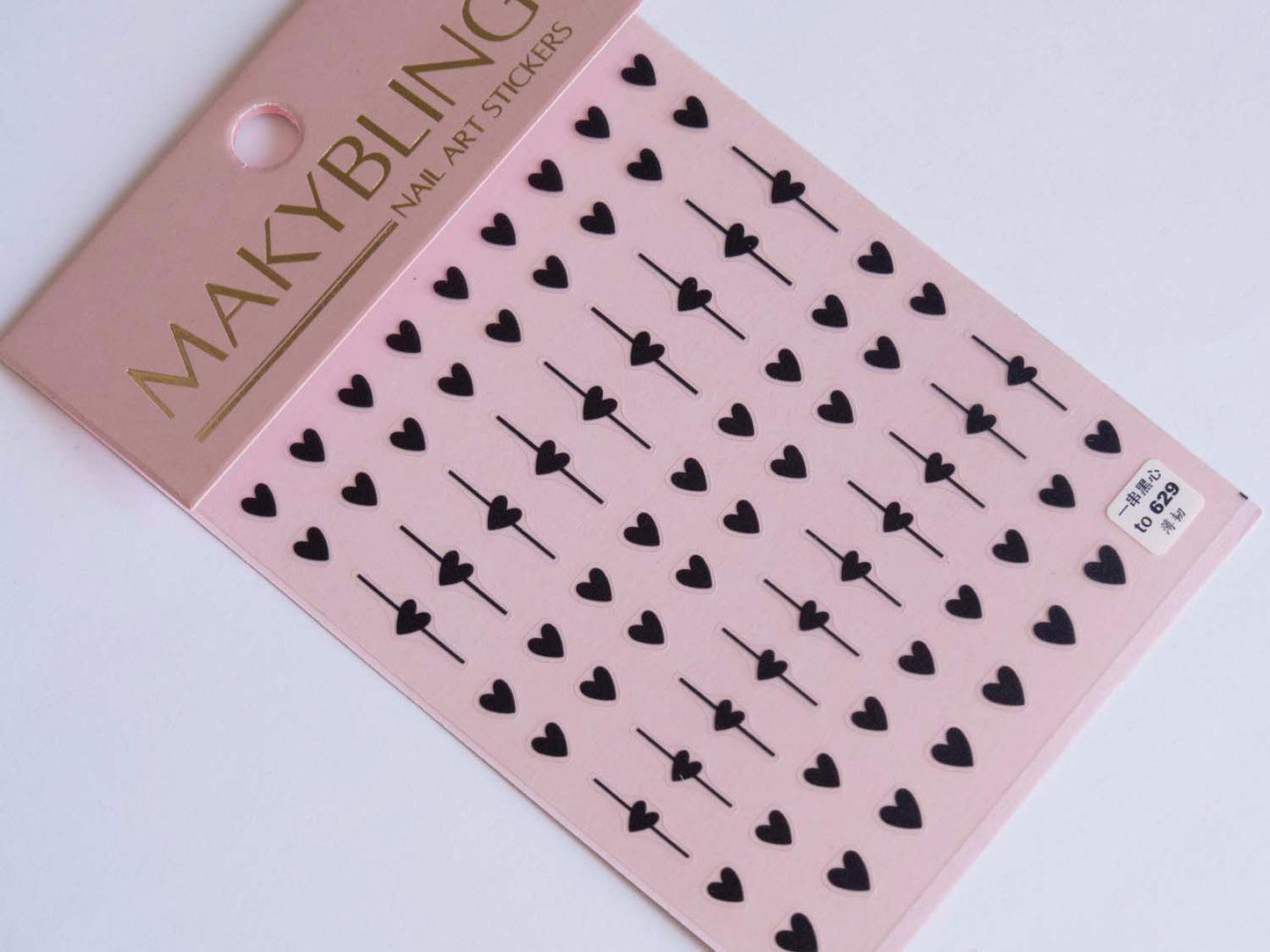 Red and Black Heart Nail Stickers, Love Valentine Nail Art