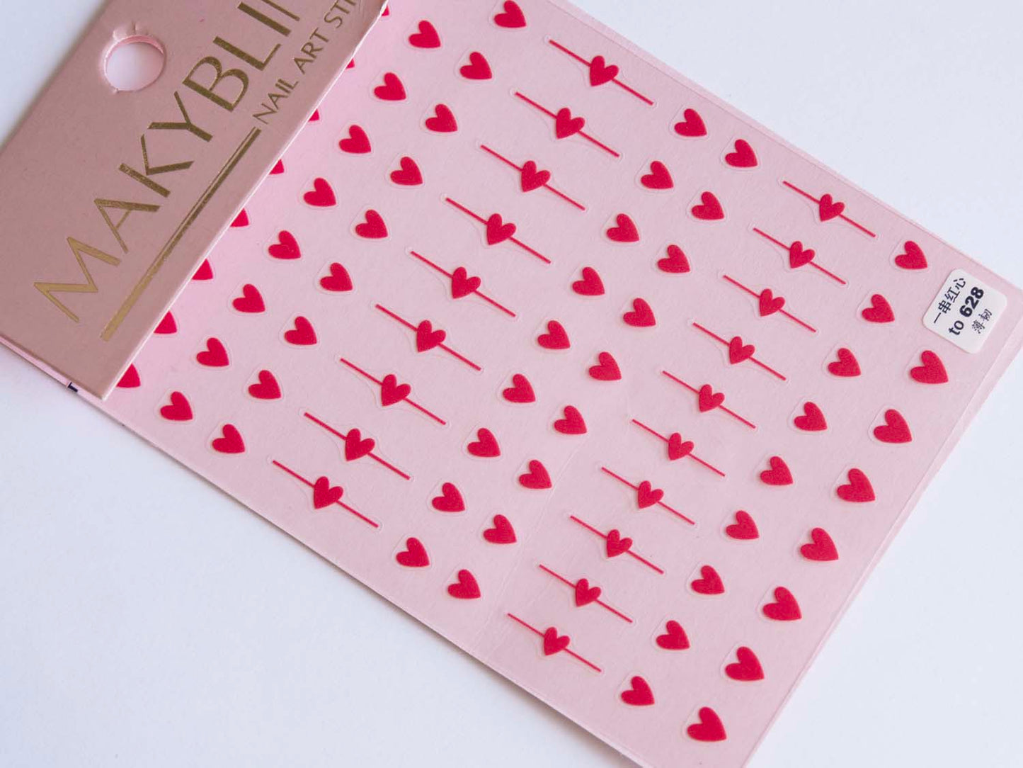 Red and Black Heart Nail Stickers, Love Valentine Nail Art