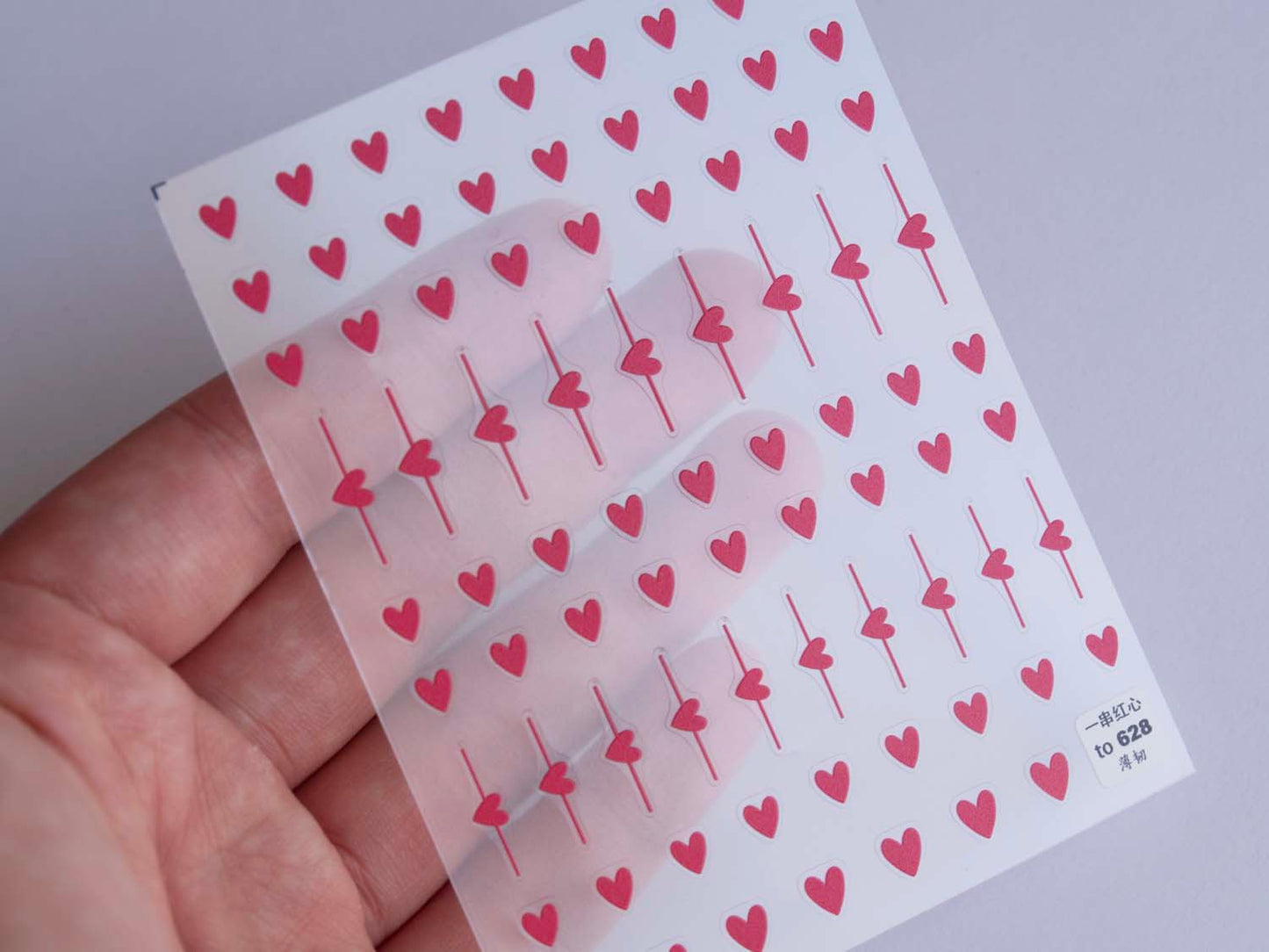 Red and Black Heart Nail Stickers, Love Valentine Nail Art
