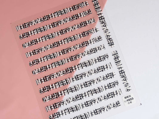 Black White Stitching Sewing Thread Nail Stickers,  Embroidery Stitch Nail Art Decals