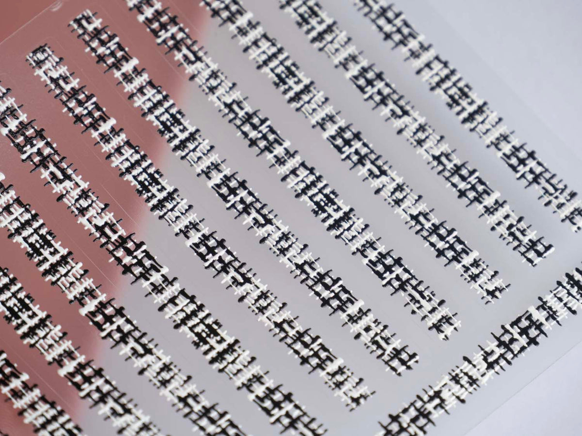 Black White Stitching Sewing Thread Nail Stickers,  Embroidery Stitch Nail Art Decals