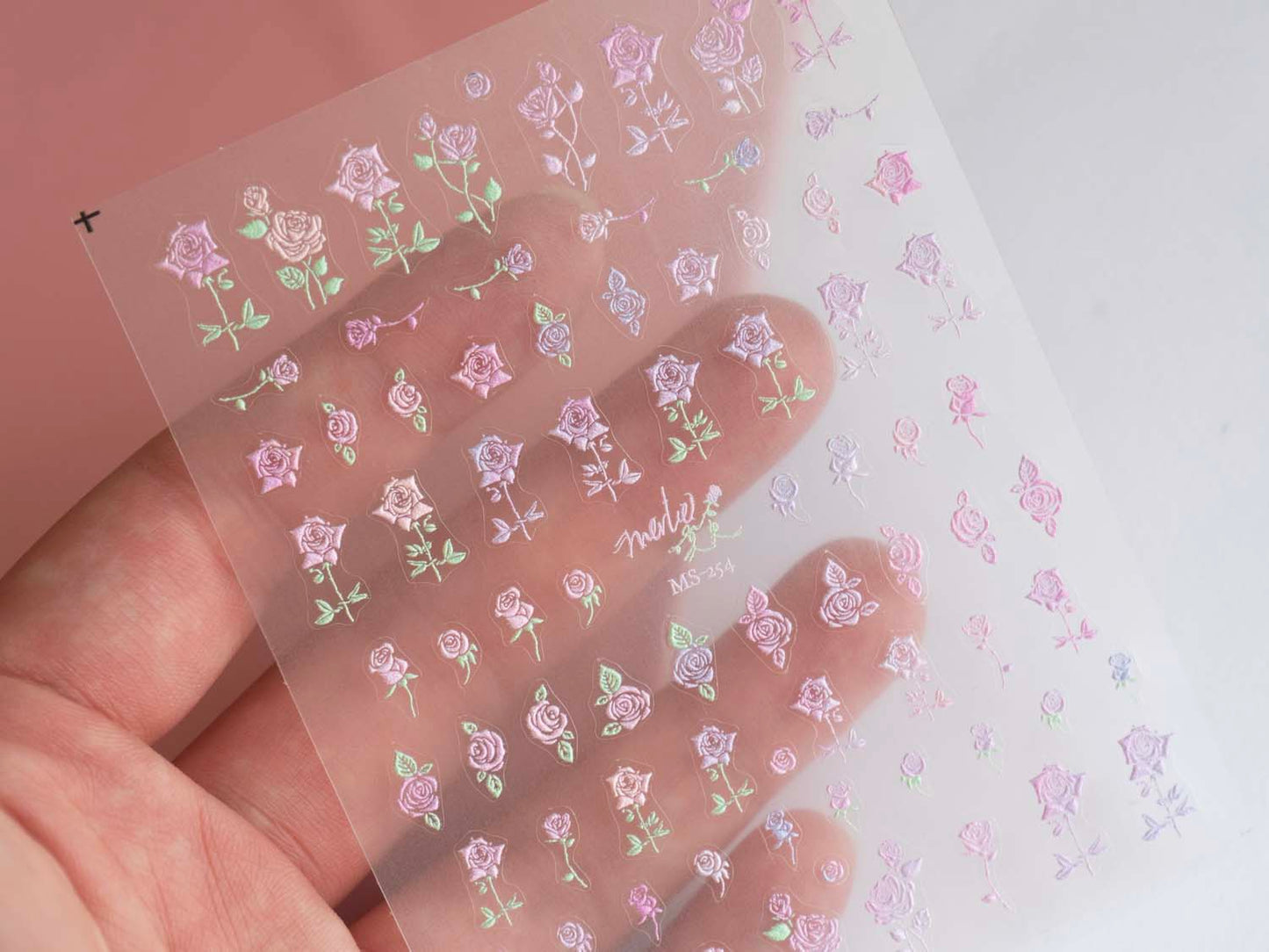 French Embroidered 3D Floral Nail Stickers, Rose Flower Elegant Botanical Nail Art, Raised Embroidery Style Manicure Decor