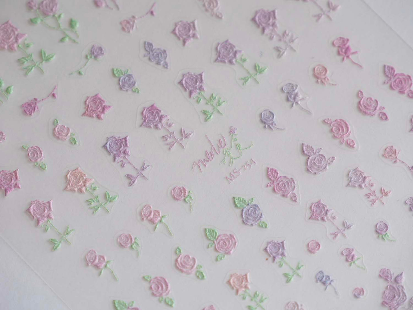 French Embroidered 3D Floral Nail Stickers, Rose Flower Elegant Botanical Nail Art, Raised Embroidery Style Manicure Decor