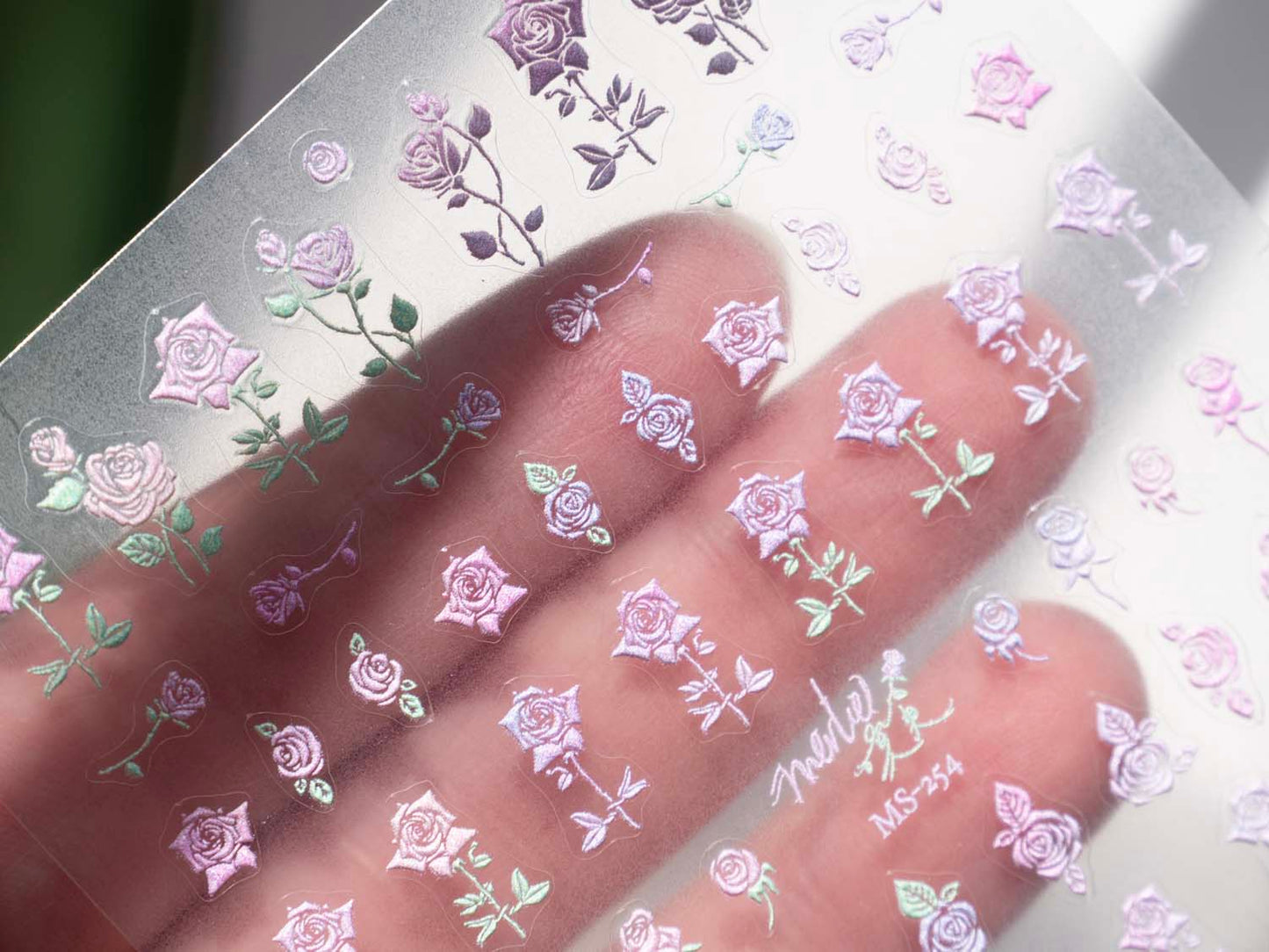 French Embroidered 3D Floral Nail Stickers, Rose Flower Elegant Botanical Nail Art, Raised Embroidery Style Manicure Decor