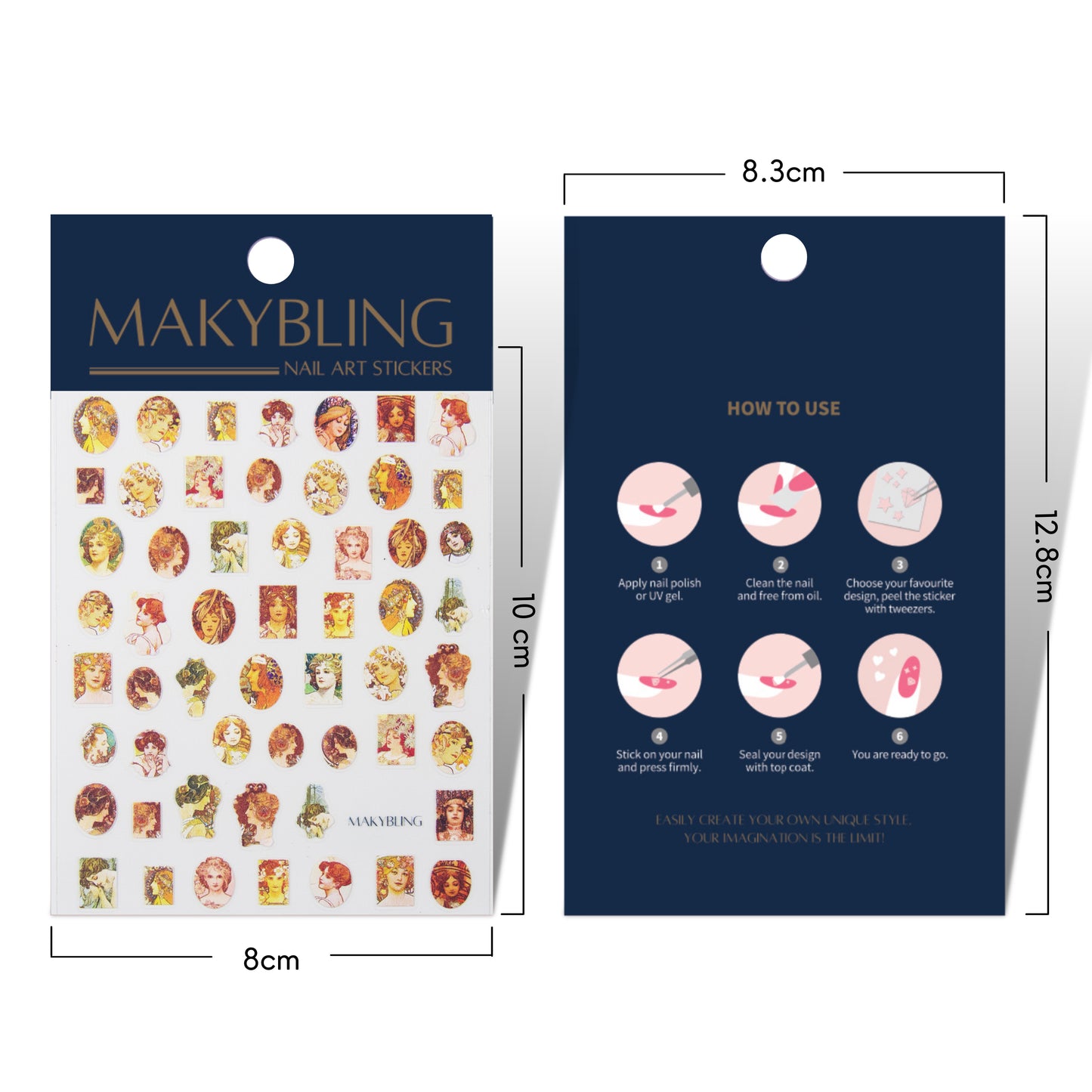 3pcs Mucha Cherub Vintage Renaissance Sticker Nail Art