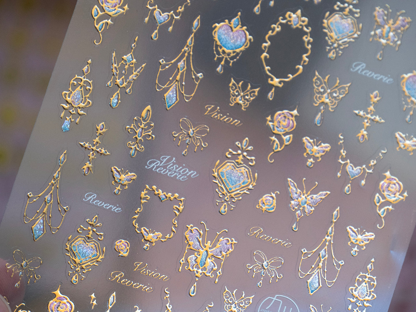 Gilded Butterfly Chandelier Dangle Nail Stickers: 3D Embossed Decals