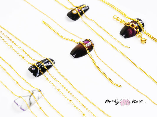 12 pcs Metal Steel Chain Punk Style for 3D nail and Mini crafts supply/ multi style nail art deco gold chain set