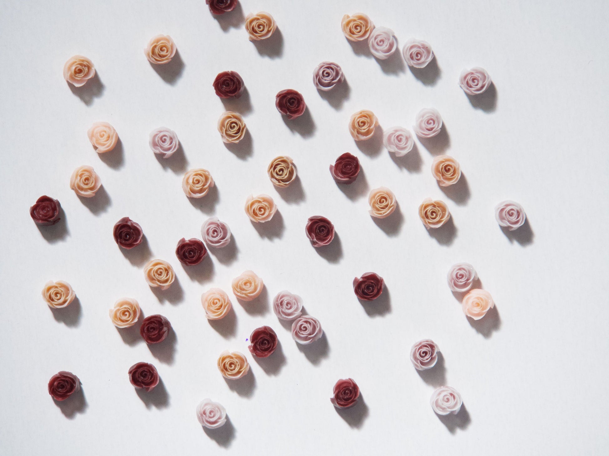 50pcs 3D Rose Flower Nail Jewelry Studs /Resin Floral Nail art Charm /Moonflower Peony Carved Flowers for Manicure & Crafts 4x4mm