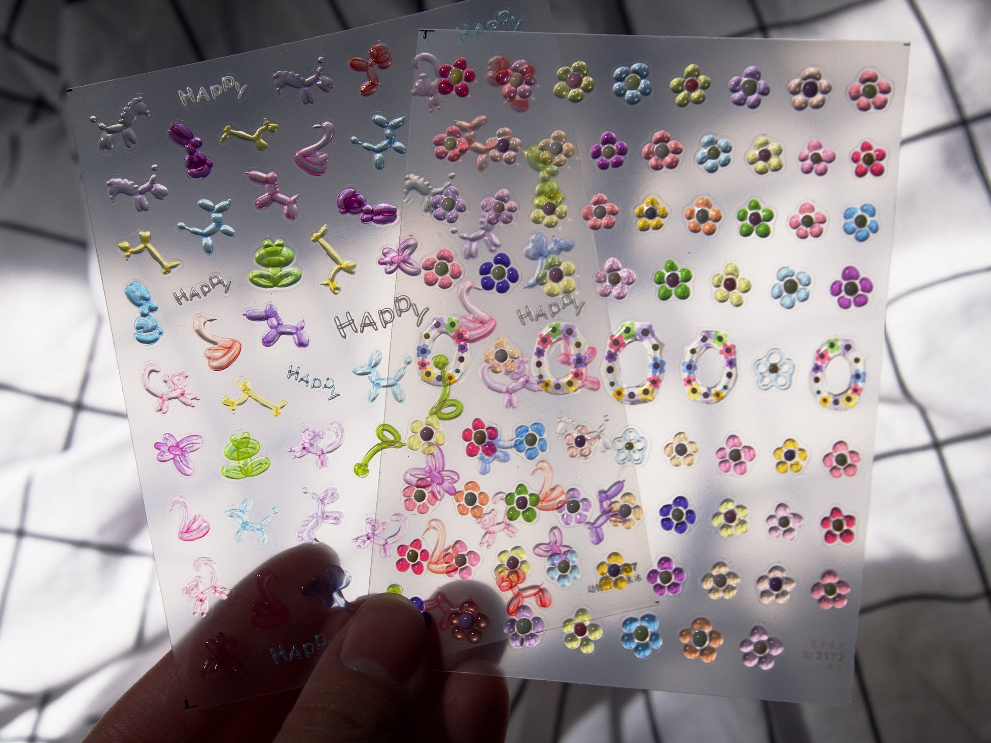 Animal & Flower Balloon Jelly Nails Sticker/ Balloons Art Festive and Decorative Translucent 3D Epoxy Resin Dopamine Balloon Bouquets Nails