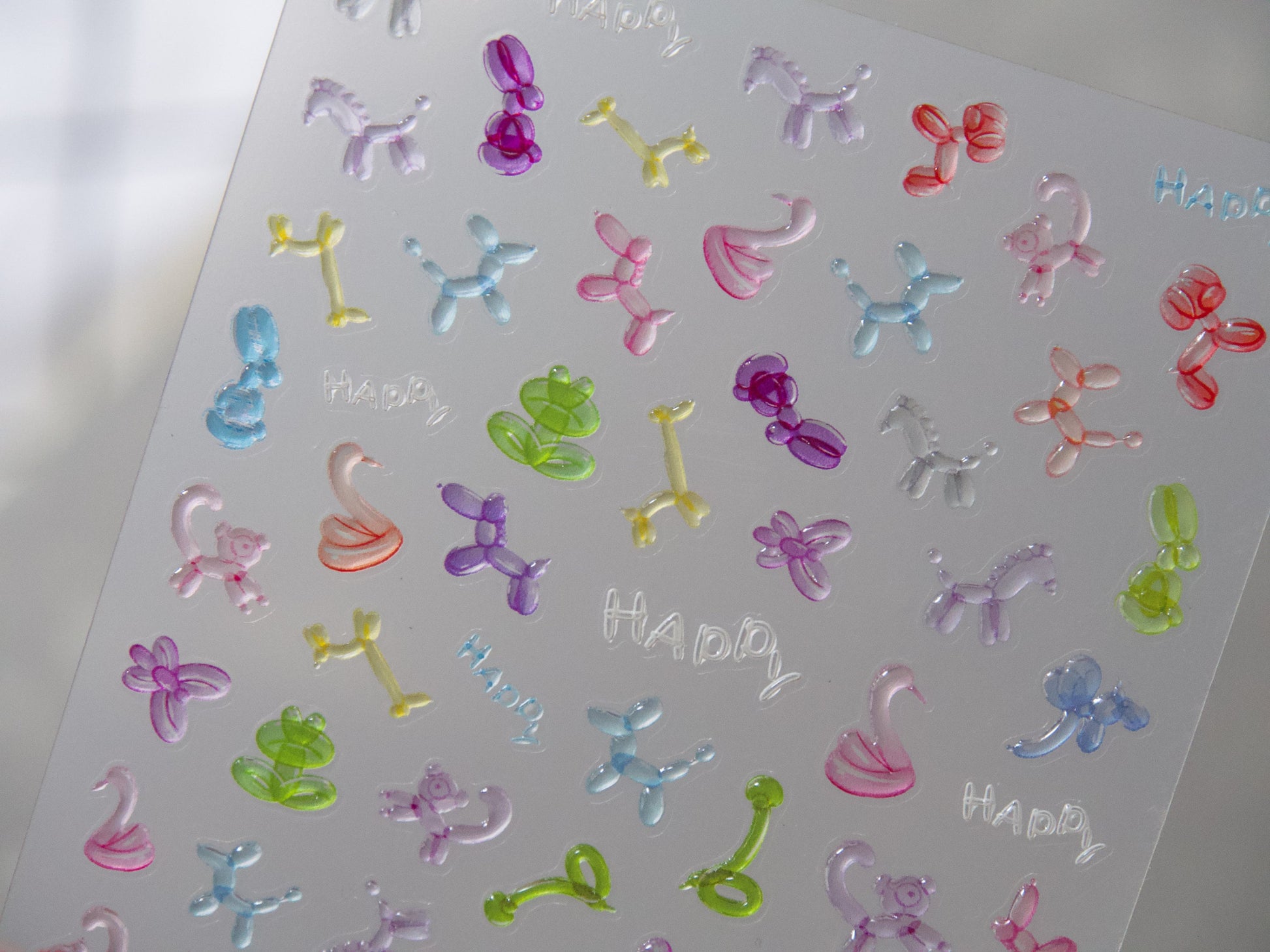 Animal & Flower Balloon Jelly Nails Sticker/ Balloons Art Festive and Decorative Translucent 3D Epoxy Resin Dopamine Balloon Bouquets Nails