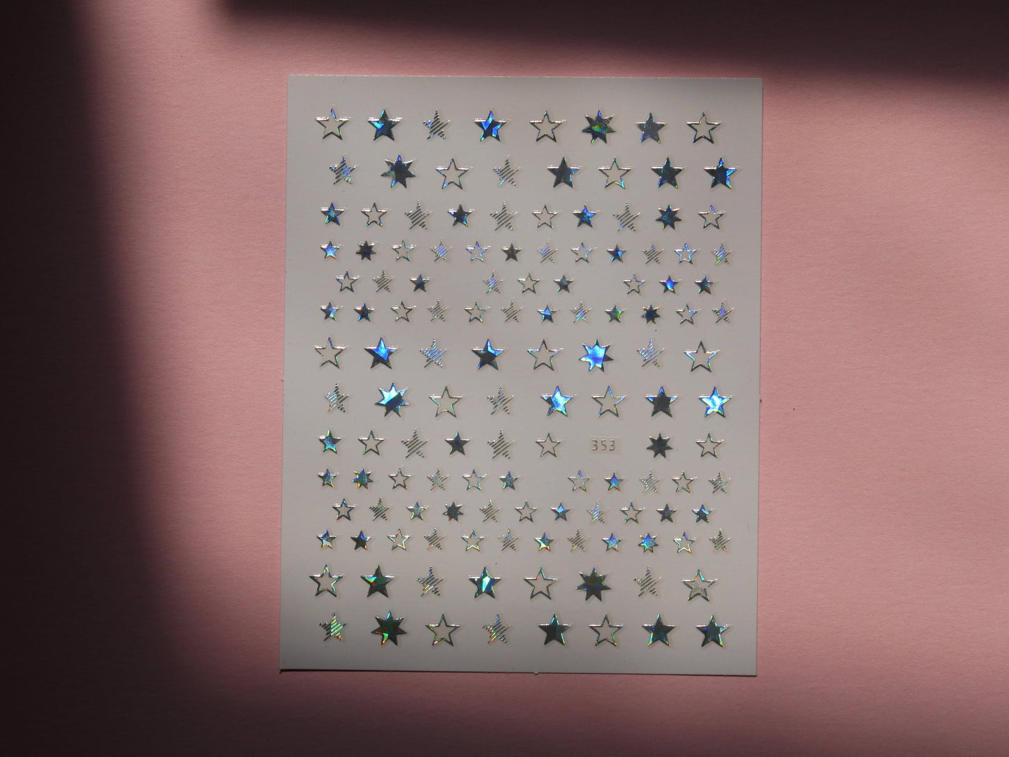 Holographic Silver Heart Star Rose Nail Stickers/ Iridescent Silver Reflective Peel off Sticker Decals/ Holiday Manicure Selection