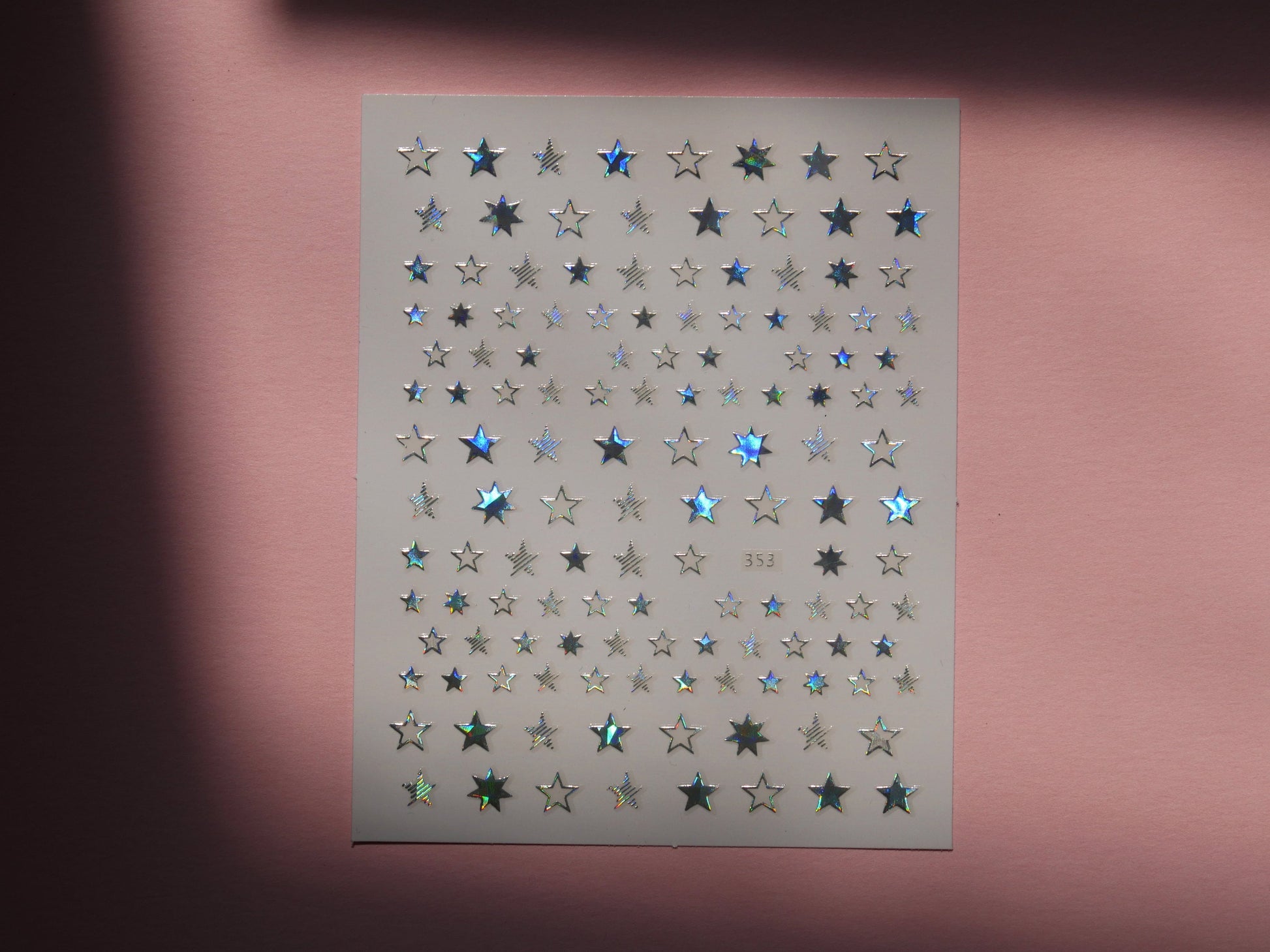 Holographic Silver Heart Star Rose Nail Stickers/ Iridescent Silver Reflective Peel off Sticker Decals/ Holiday Manicure Selection