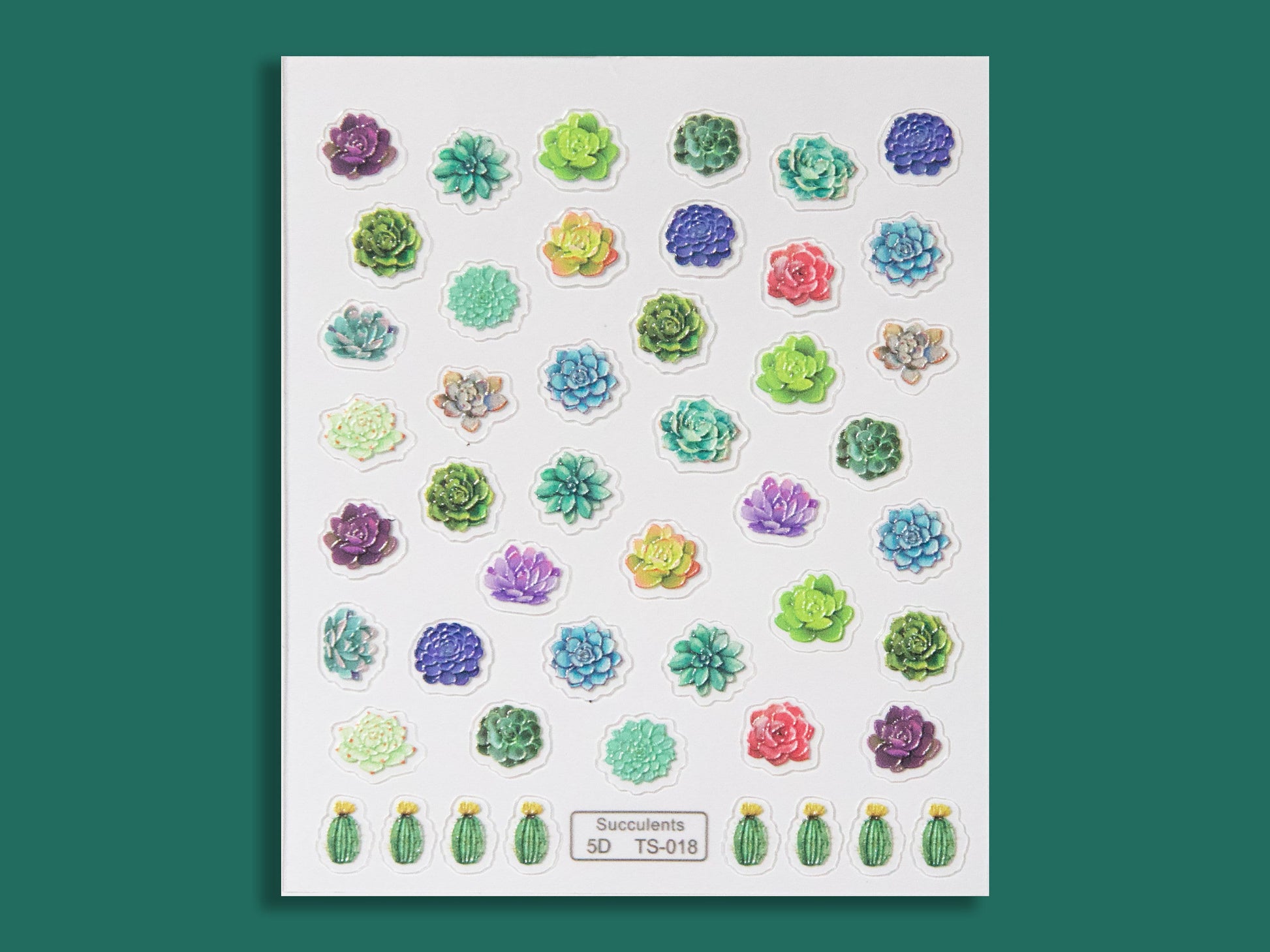 Succulent Plant Desert Cactus Nail Art Sticker/ Botany Echeveria elegans Succulents Green Plants Stickers/ Cacti Cereus Sticker for Manicure