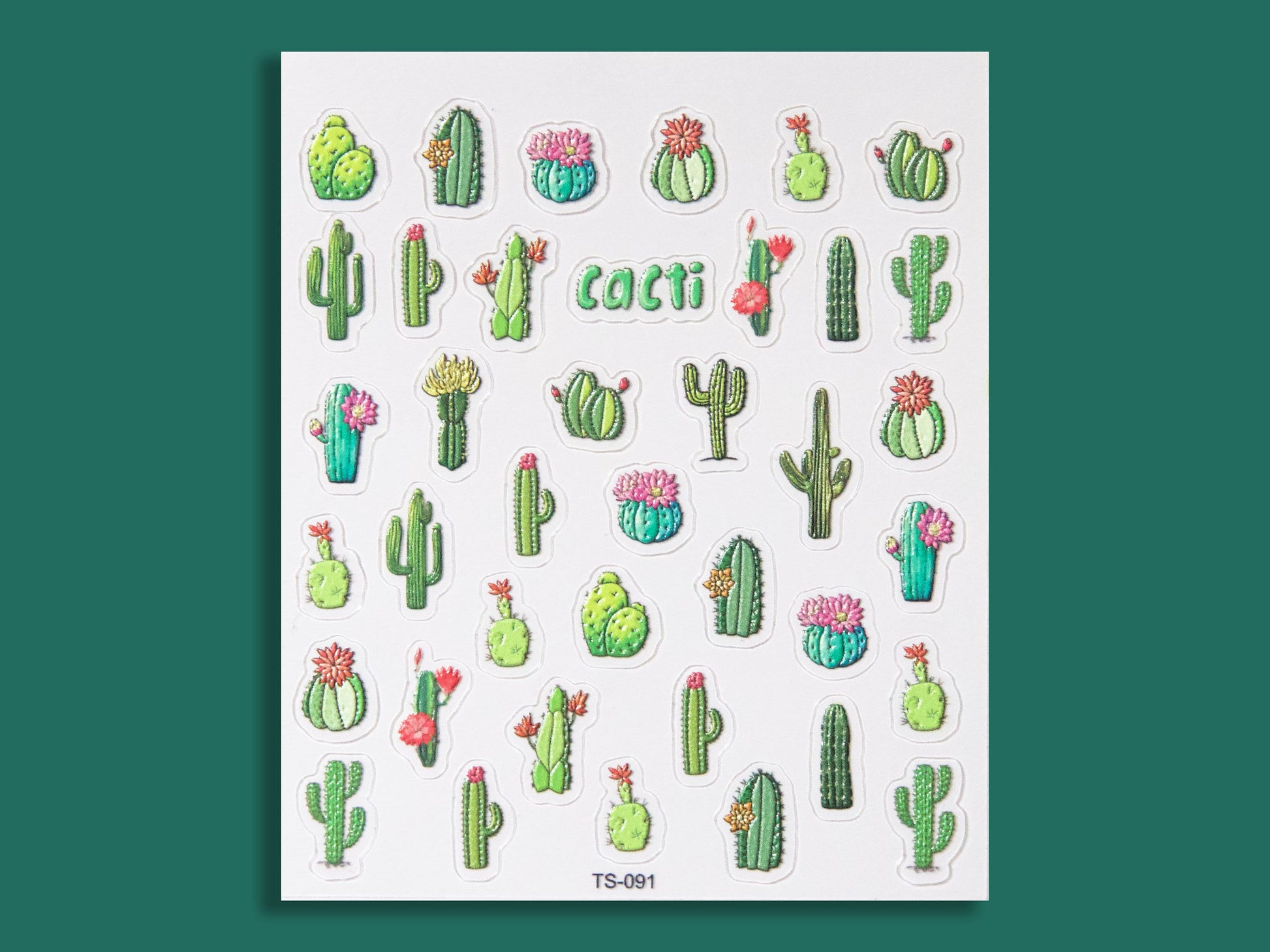 Succulent Plant Desert Cactus Nail Art Sticker/ Botany Echeveria elegans Succulents Green Plants Stickers/ Cacti Cereus Sticker for Manicure
