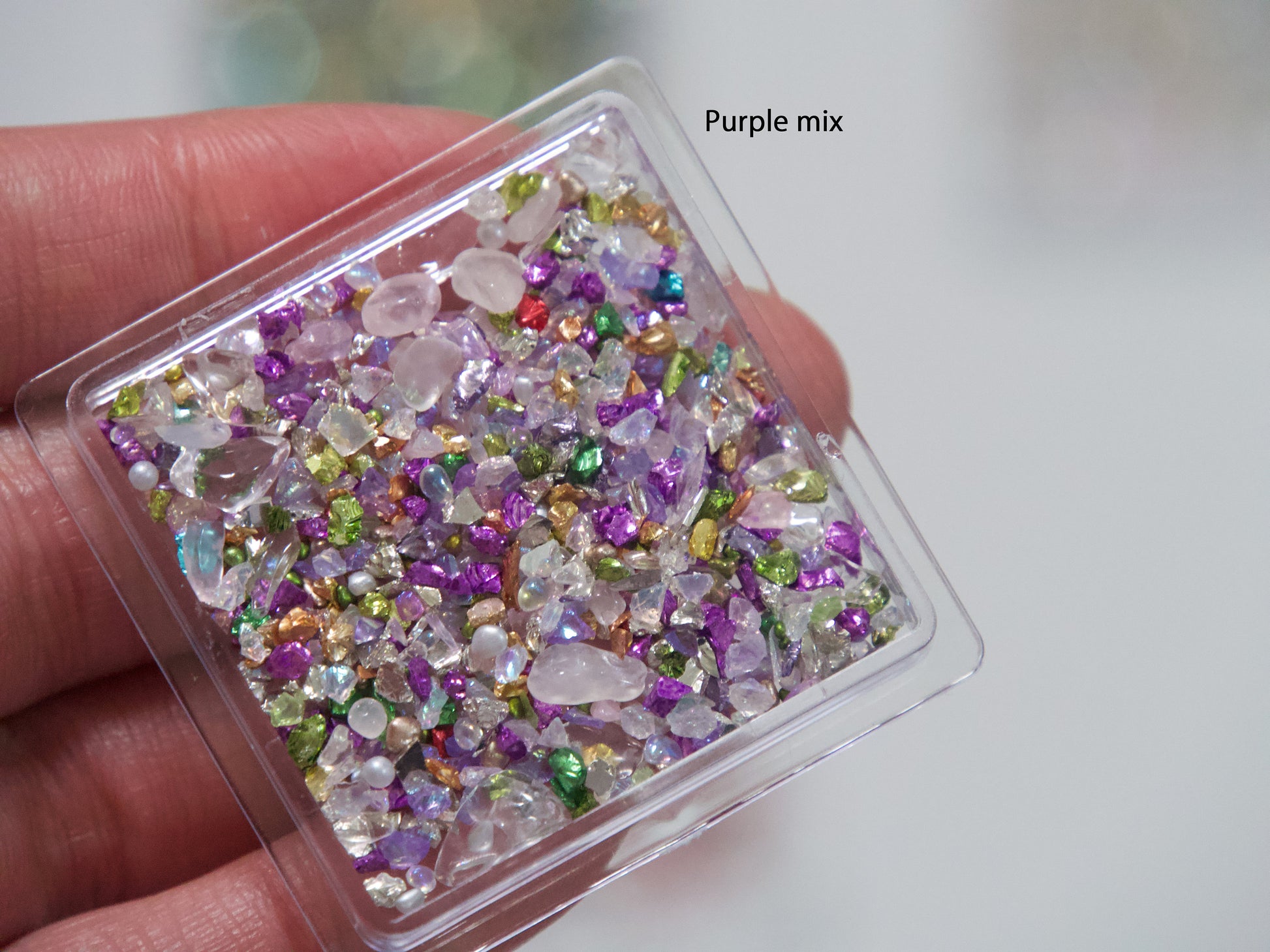 Broken Glass Irregular Pebbles Stones Mix/ Metallic Rocks Crafts Deco Embellishment Studs Crystal Quartz Pearls Mixed Supply Pink Green Blue