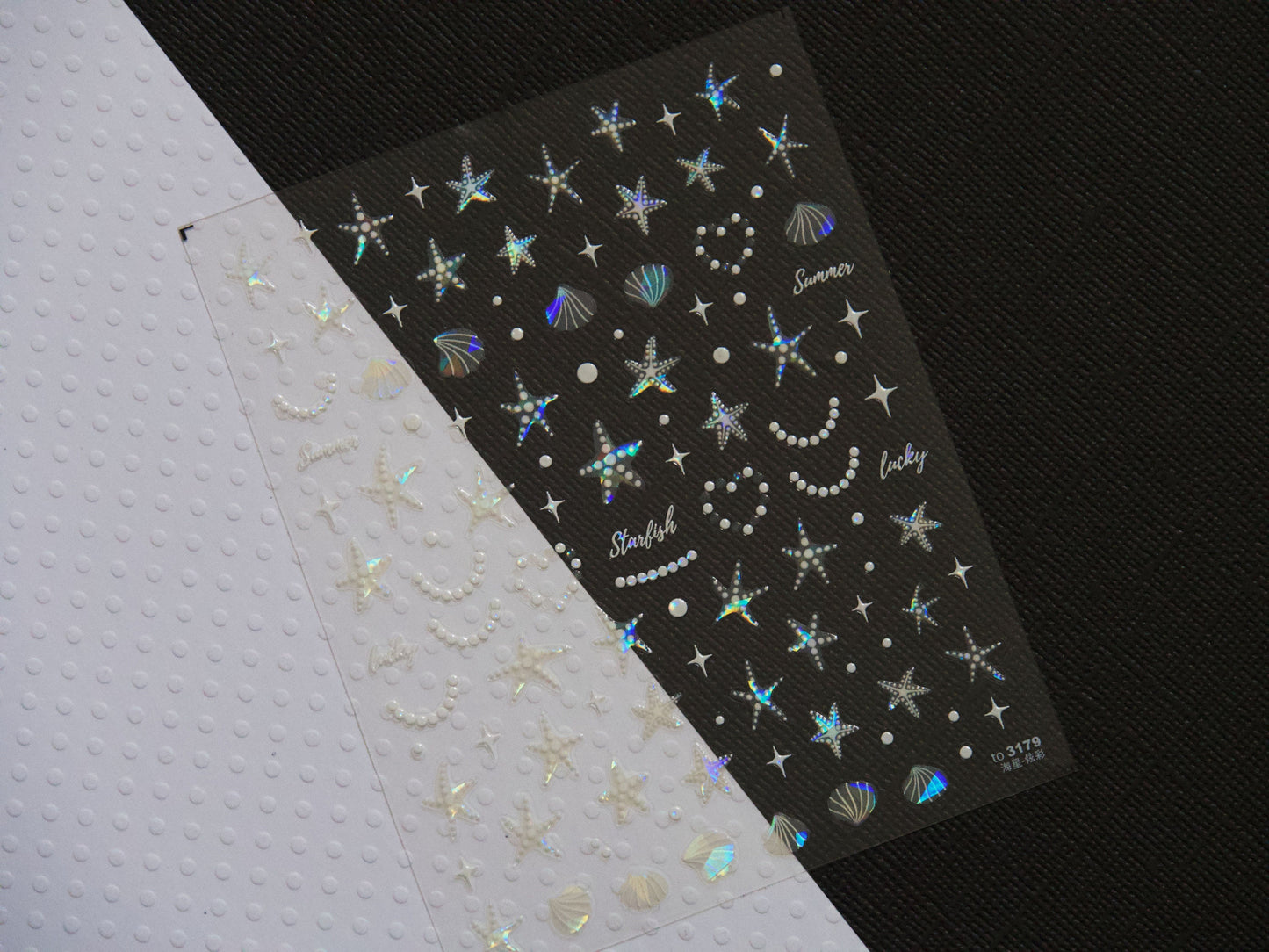 Iridescent Star Fish Shell Nail Art Decal Sticker