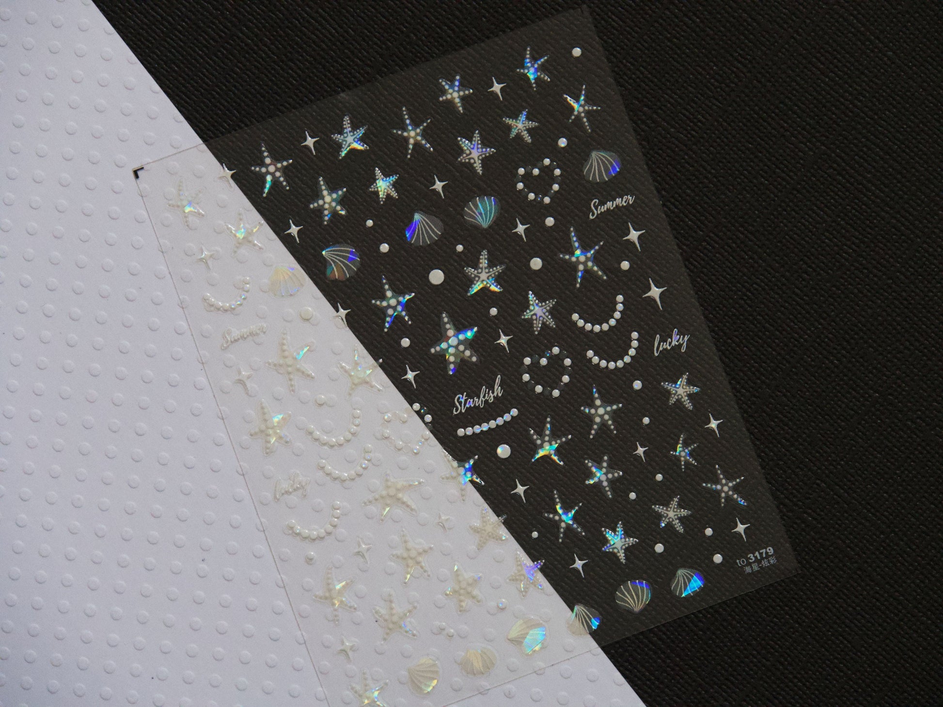 Iridescent Star Fish Shell Nail Art Decal Sticker