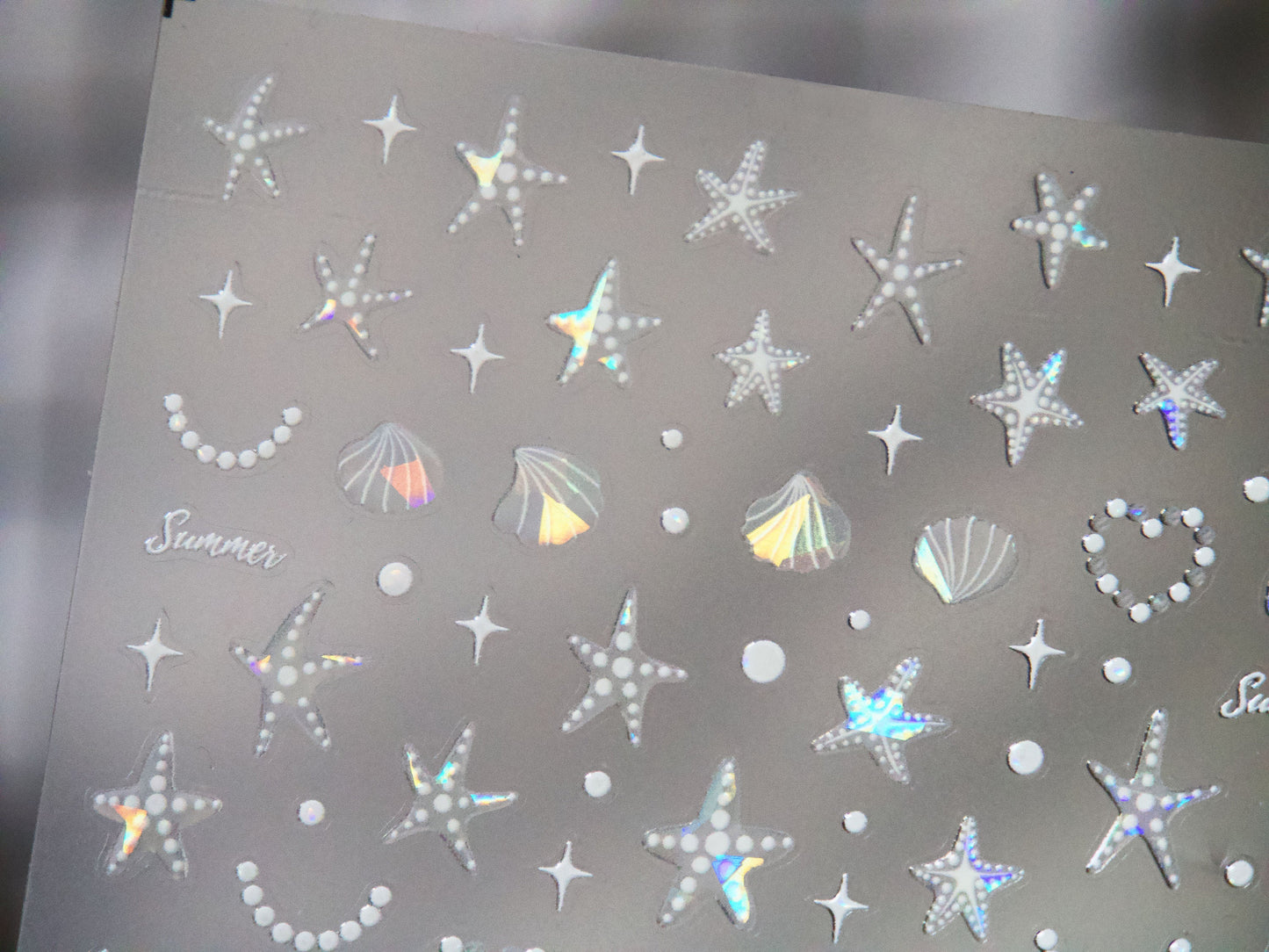 Iridescent Star Fish Shell Nail Art Decal Sticker