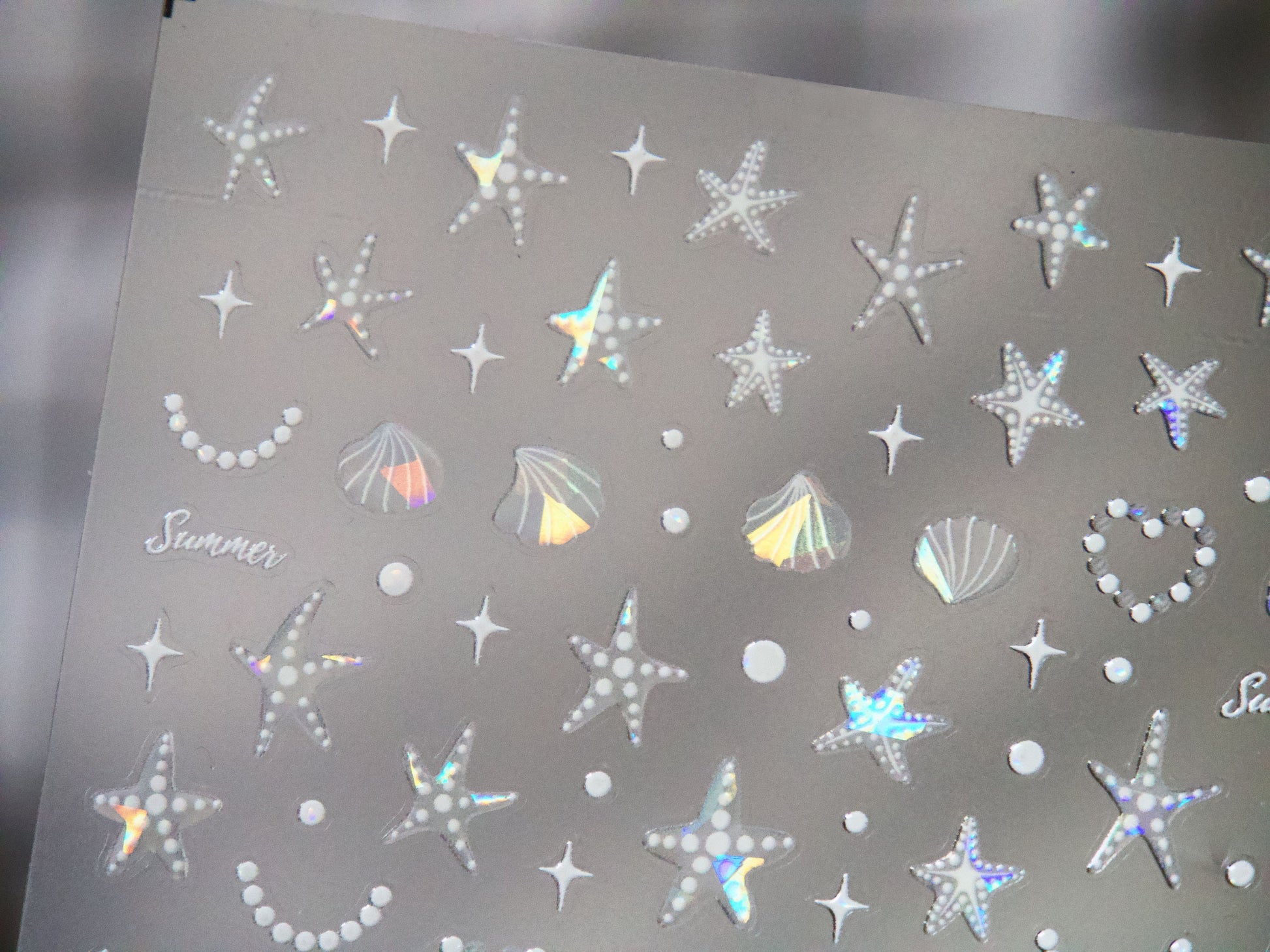 Iridescent Star Fish Shell Nail Art Decal Sticker