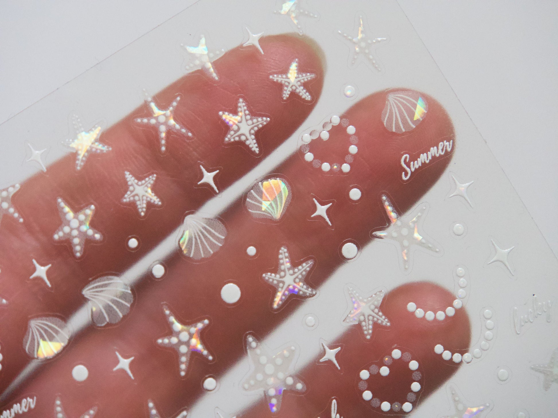 Iridescent Star Fish Shell Nail Art Decal Sticker