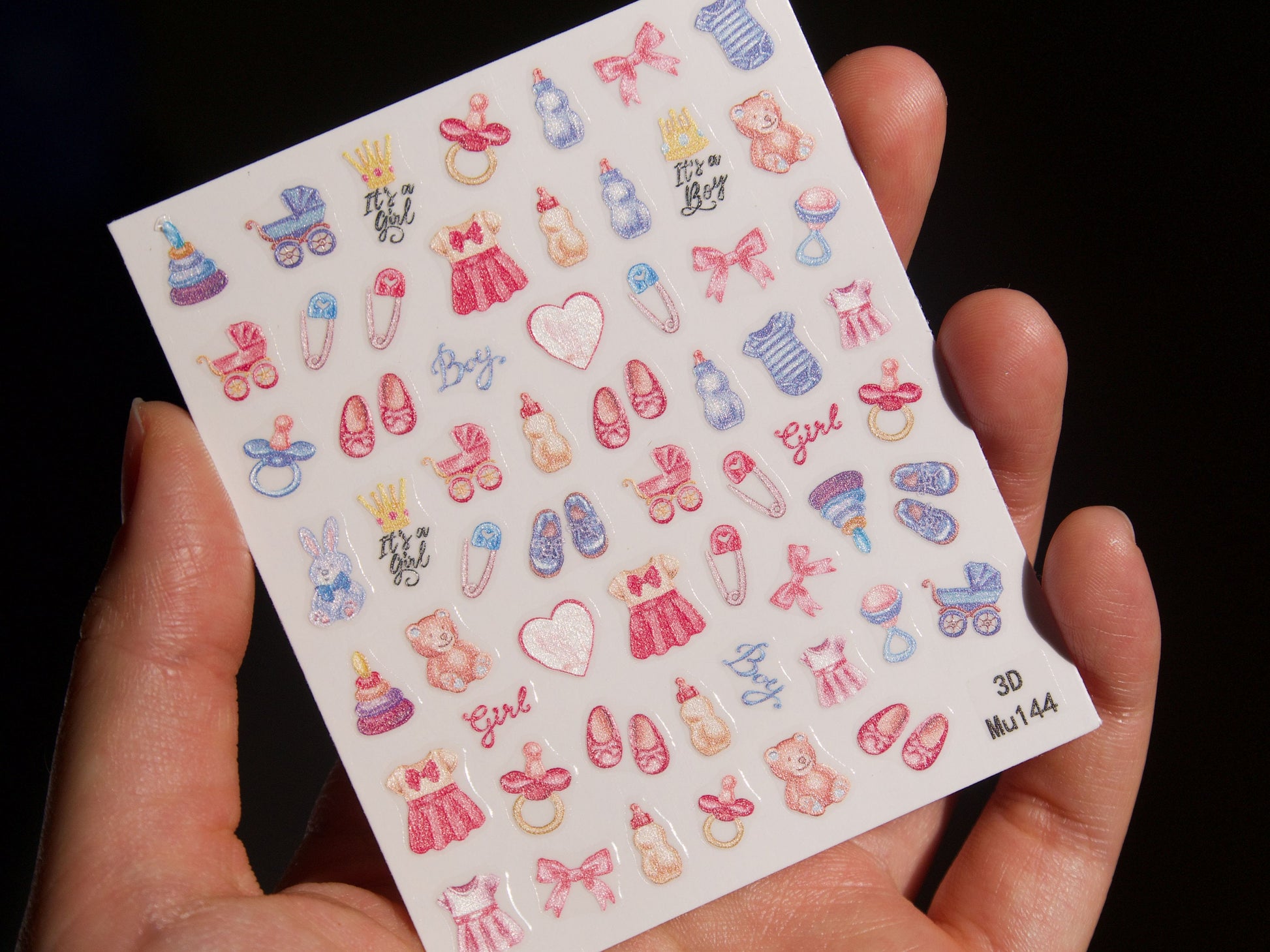 Baby Shower Nail Sticker /Baby Shower Favor Ideas Children Infant Kids Stickers Self Adhesive Decals/ It's a girl ! It's a boy Nail Decal