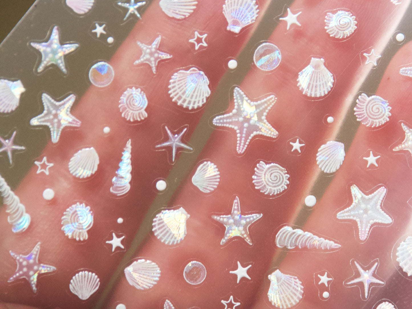 Iridescent Star Fish Shell Nail Art Decal Sticker